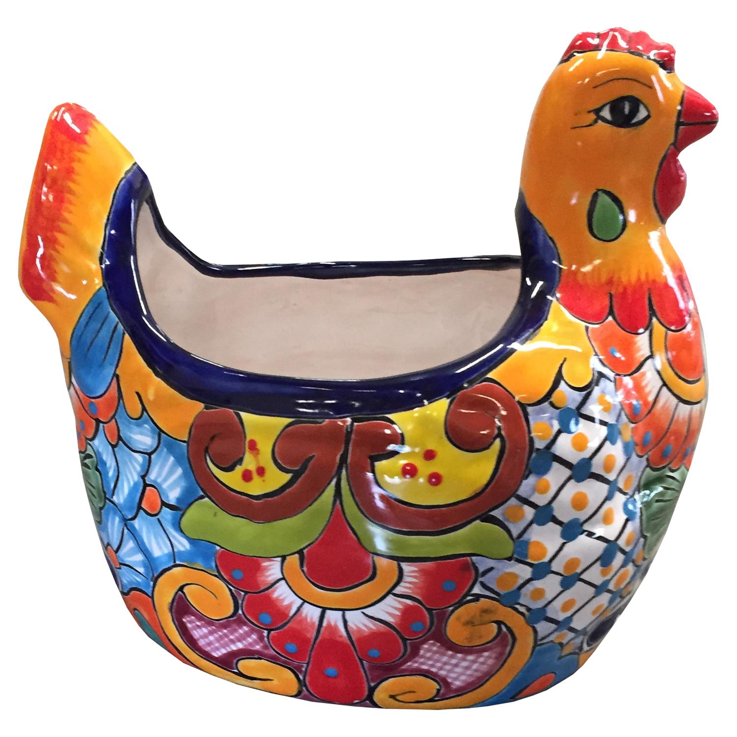 Avera Products Talavera 10 in. H X 12 in. W Ceramic Hen Planter Multicolored