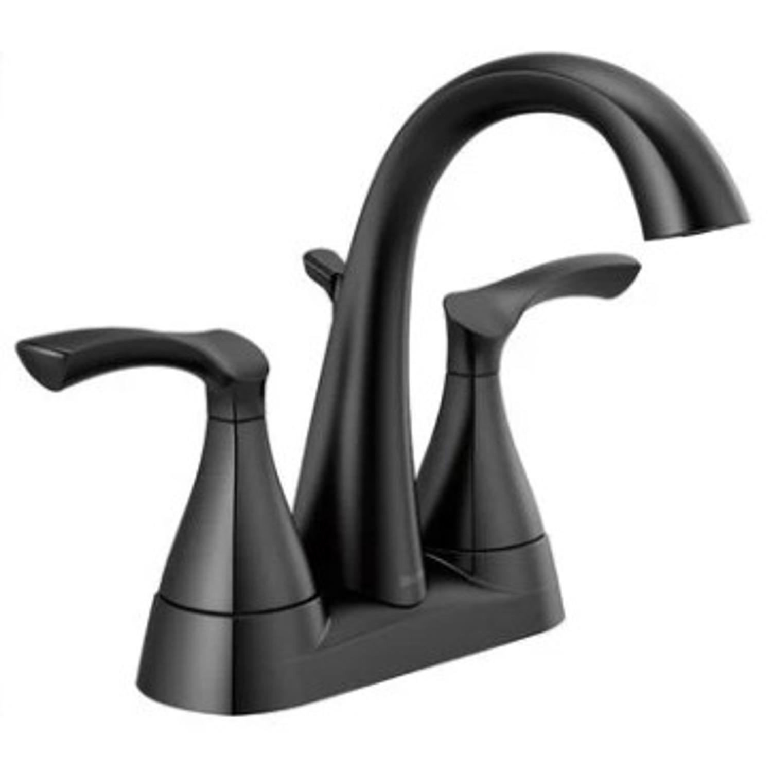 Delta Sandover Matte Black Traditional Centerset Bathroom Sink Faucet 4 in.