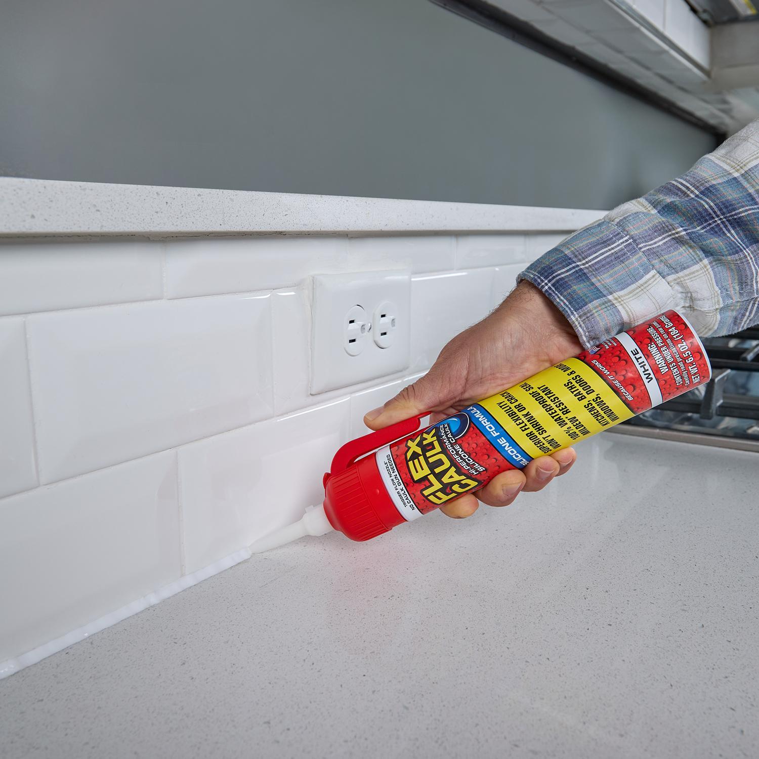 Flex Seal Family of Products Flex Caulk White Silicone All Purpose Caulk Sealant 6.5 oz.