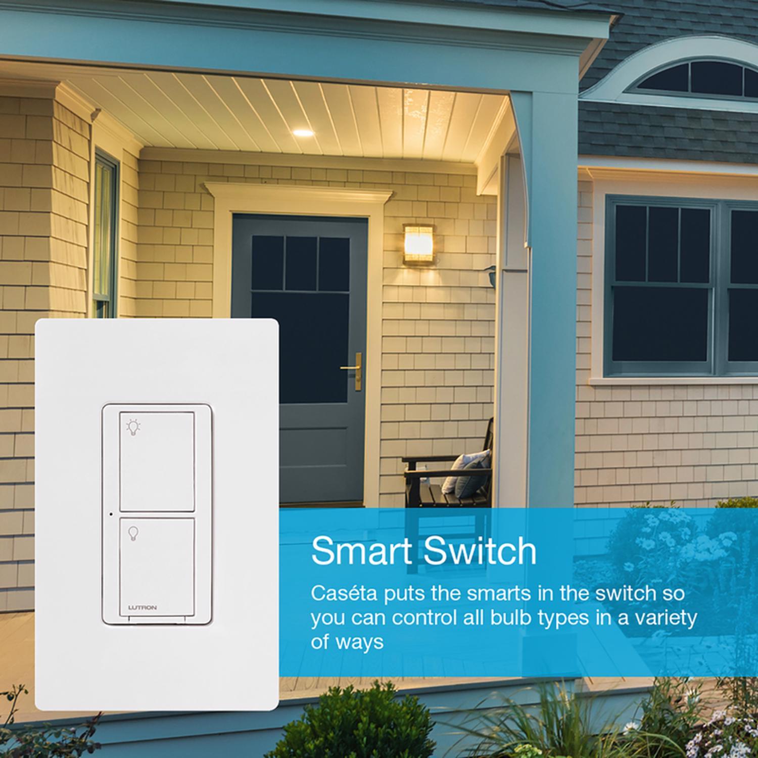 Lutron Caseta 5 amps Single Pole Wireless Smart-Enabled Rocker Switch White 1 pk