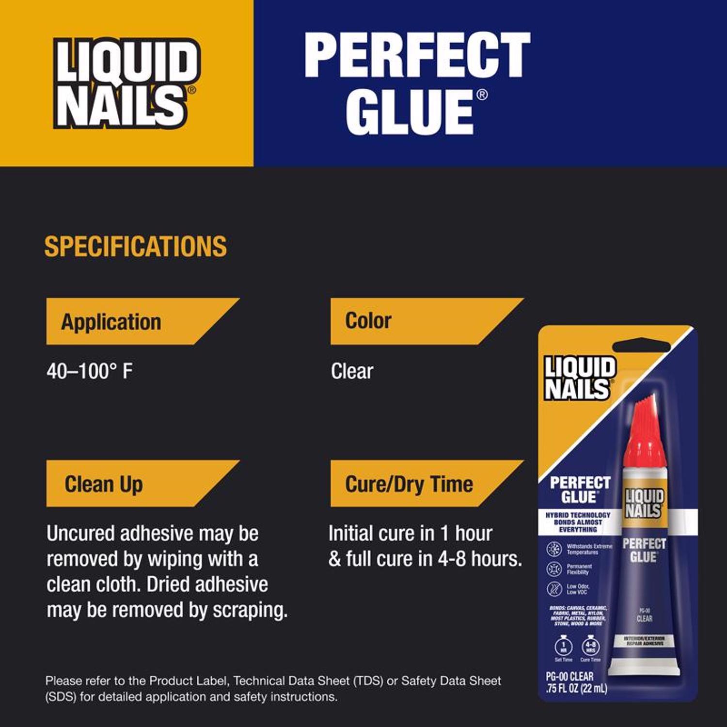 Liquid Nails Fuze-It High Strength Hybrid Adhesive Clear Perfect Glue 0.75 oz