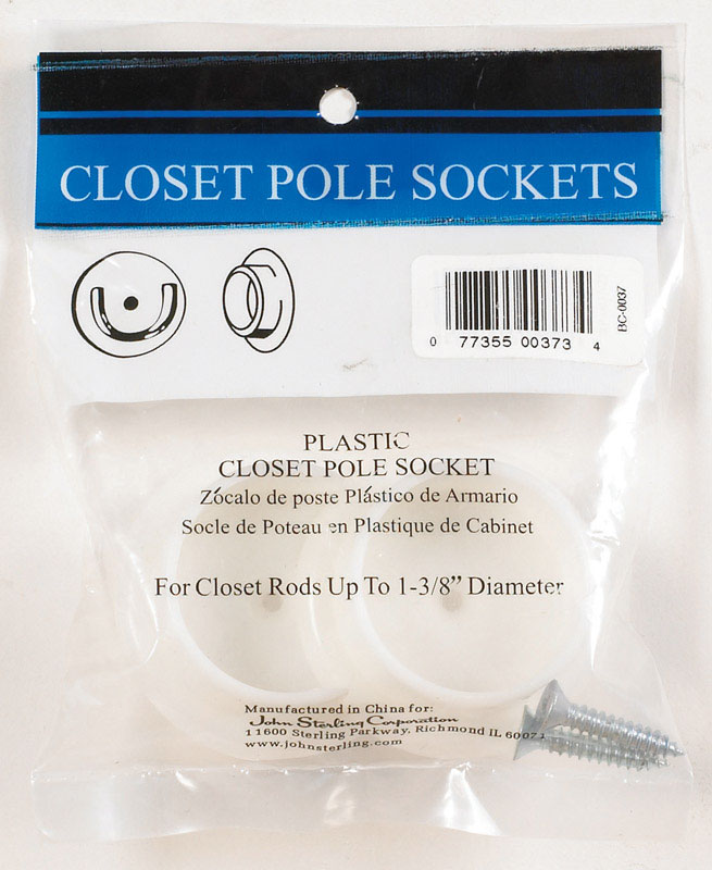 John Sterling 1-3/8 in. Dia. x 1-3/8 in. L x 1-3/8 in. L White Pole Sockets