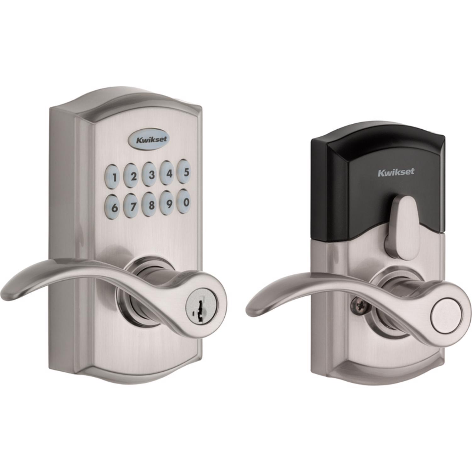 Kwikset SmartKey Satin Nickel Metal Electronic Touch Pad Entry Lever