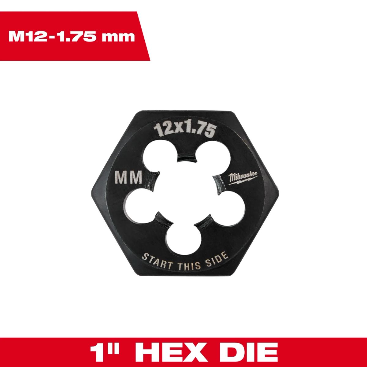 Milwaukee M12-1.75 mm 1-in. Hex Threading Die