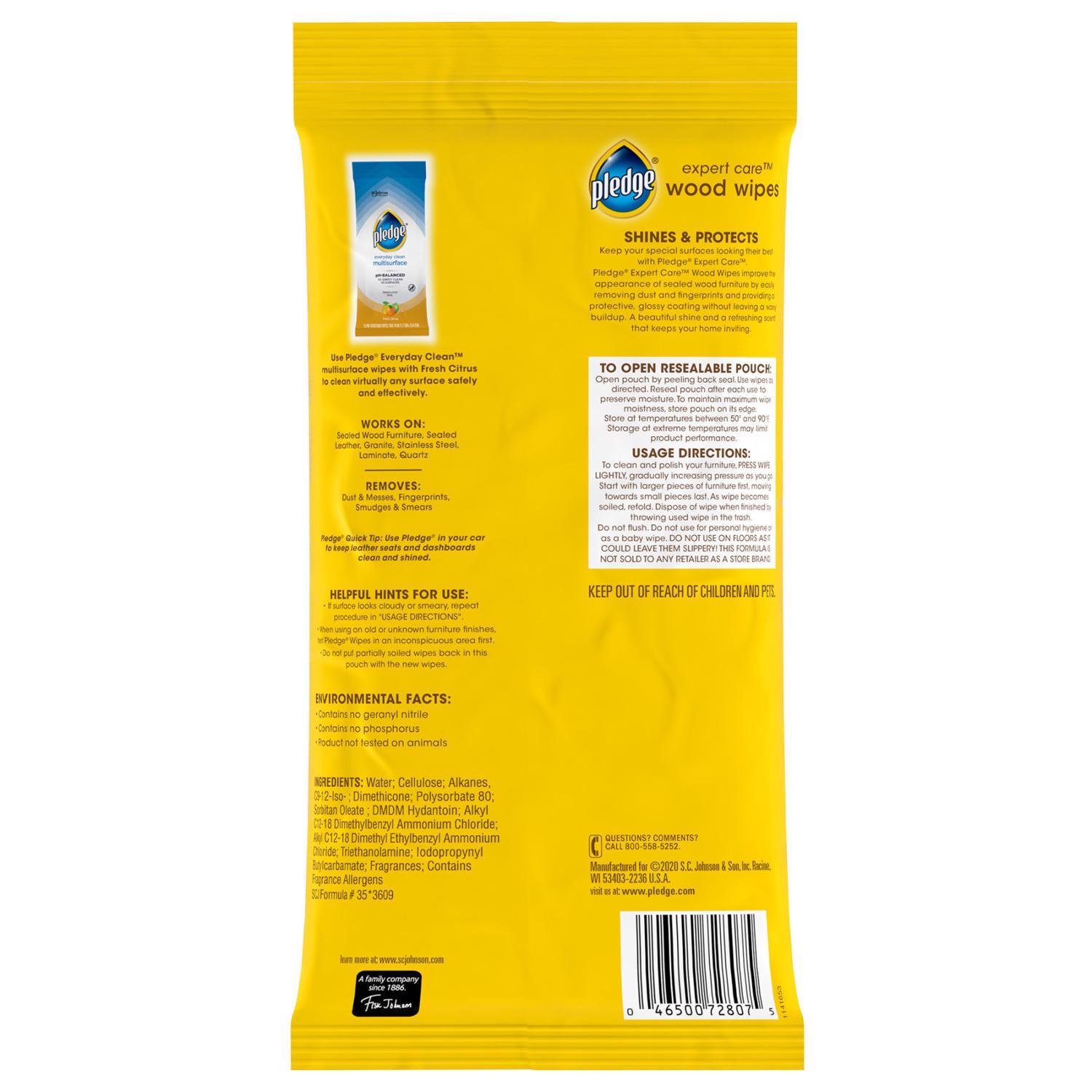 Pledge Lemon Scent Furniture Polish 24 wipes Wipes