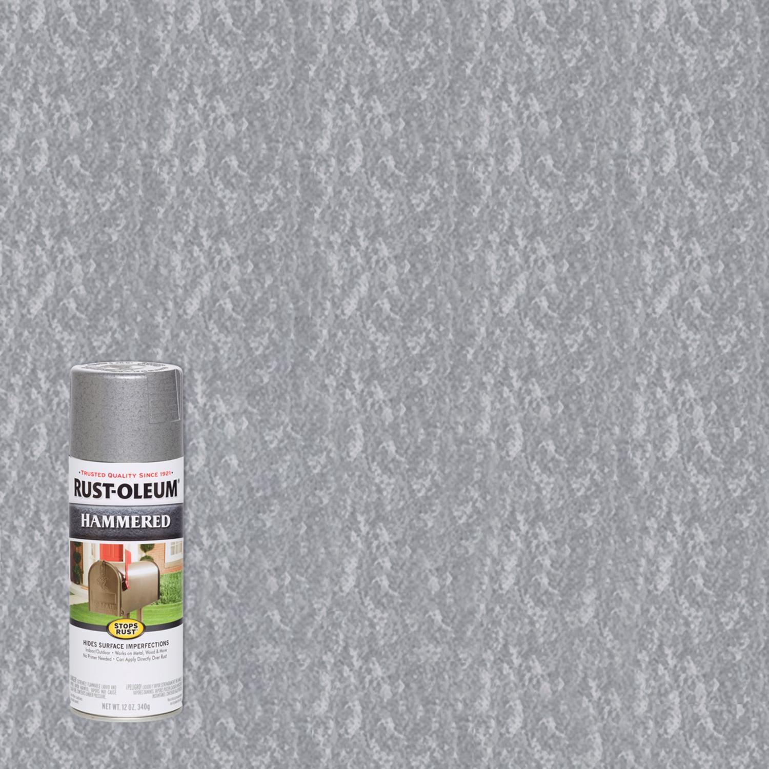 Rust-Oleum Stops Rust Hammered Silver Spray Paint 12 oz