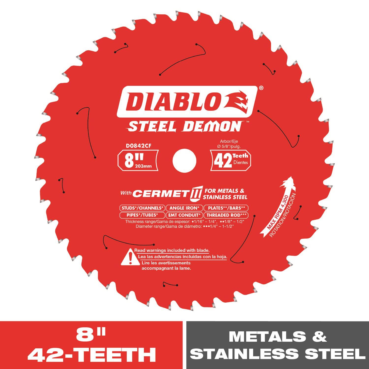 Diablo Steel Demon 8 in. D X 5/8 in. Cermet Metal Saw Blade 42 teeth 1 Pack