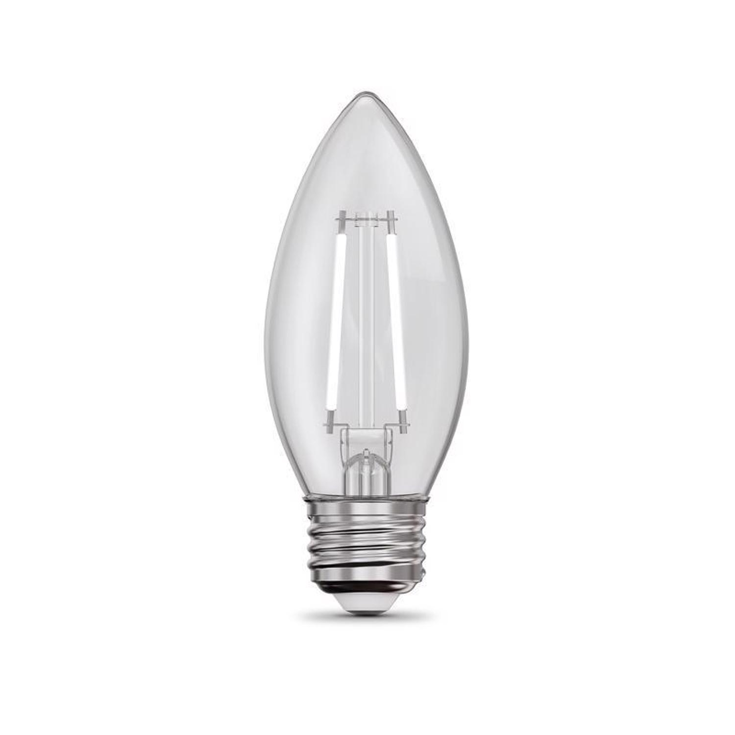 Feit White Filament B10 E26 (Medium) Filament LED Bulb Soft White 40 Watt Equivalence 2 pk