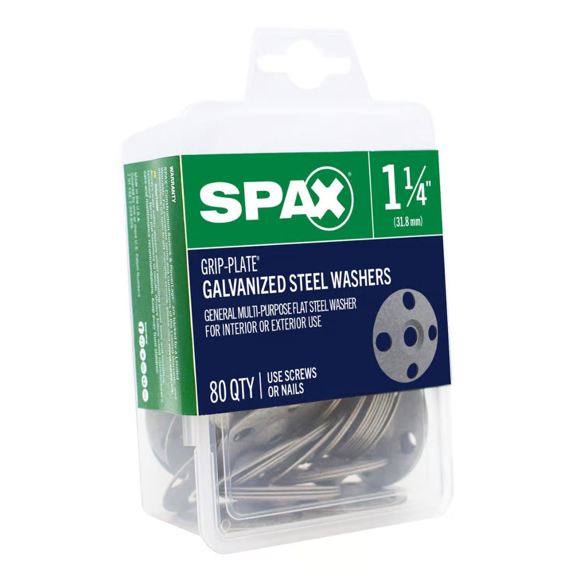 SPAX Grip-Plate Galvanized Steel 1-1/4 in. Flat Washer 80 Pack