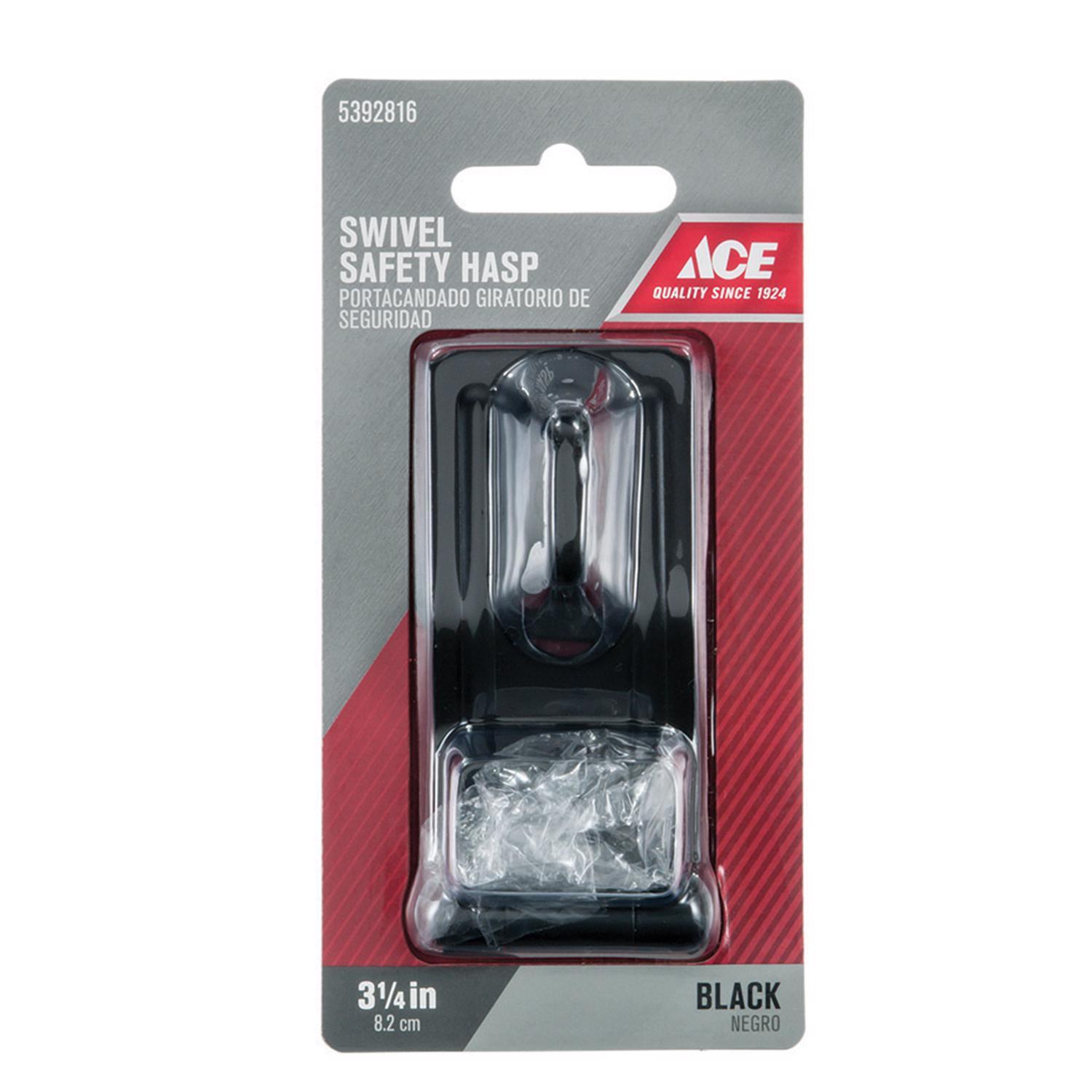 Ace Black Steel 3-1/4 in. L Swivel Staple Safety Hasp