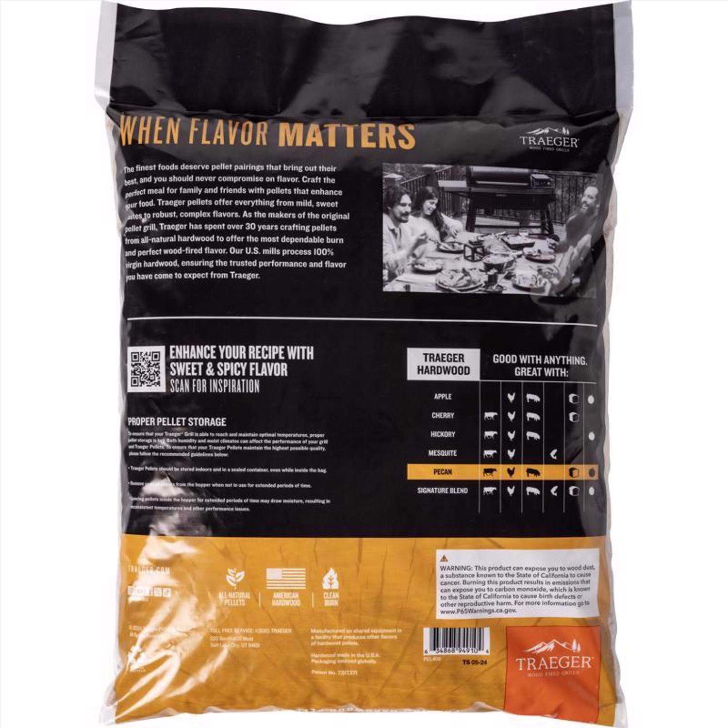 Traeger Premium All Natural Pecan Hardwood Pellets 20 lb