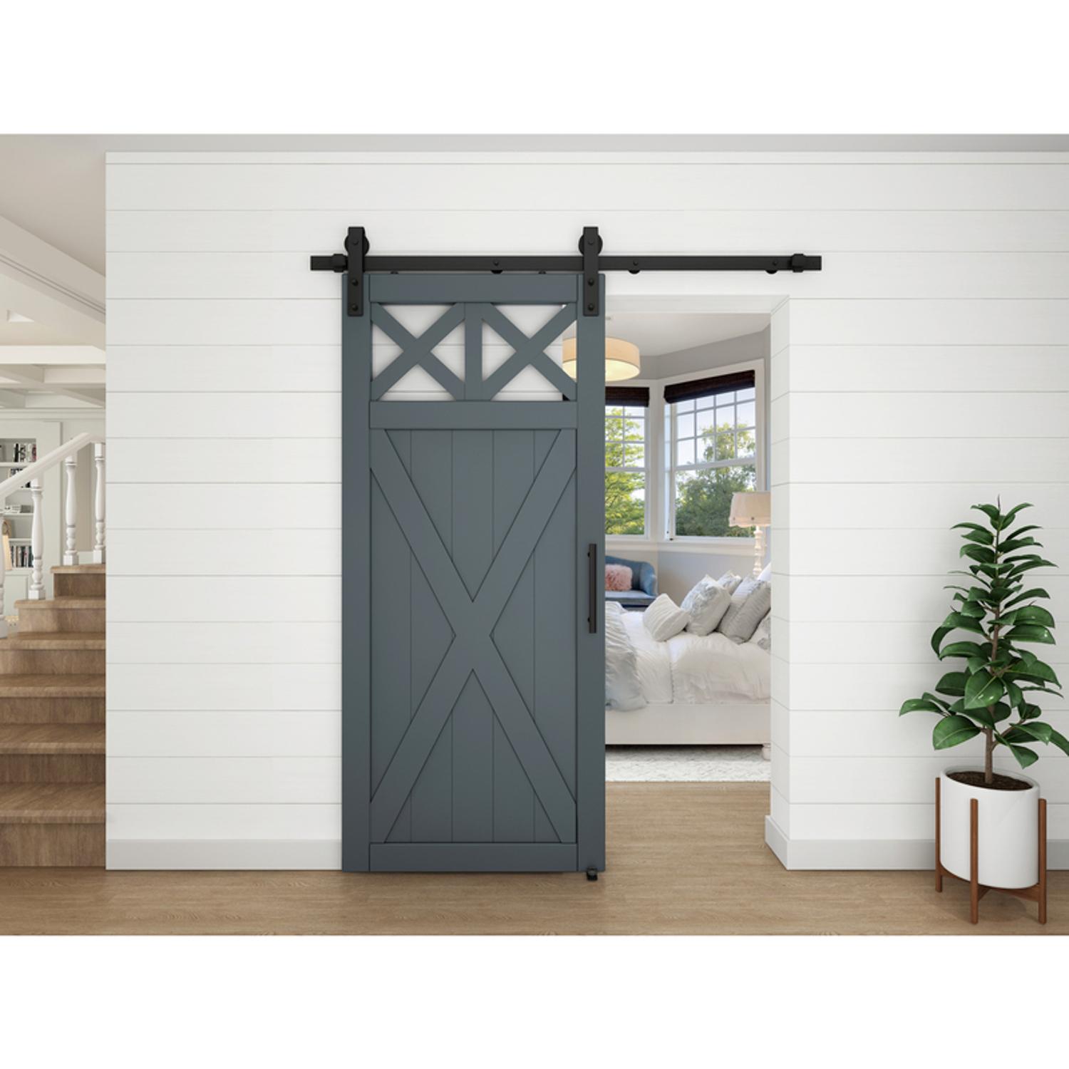 National Hardware Designer 72 in. L Matte Black Steel Barn Door Hanger Kit 1 pc
