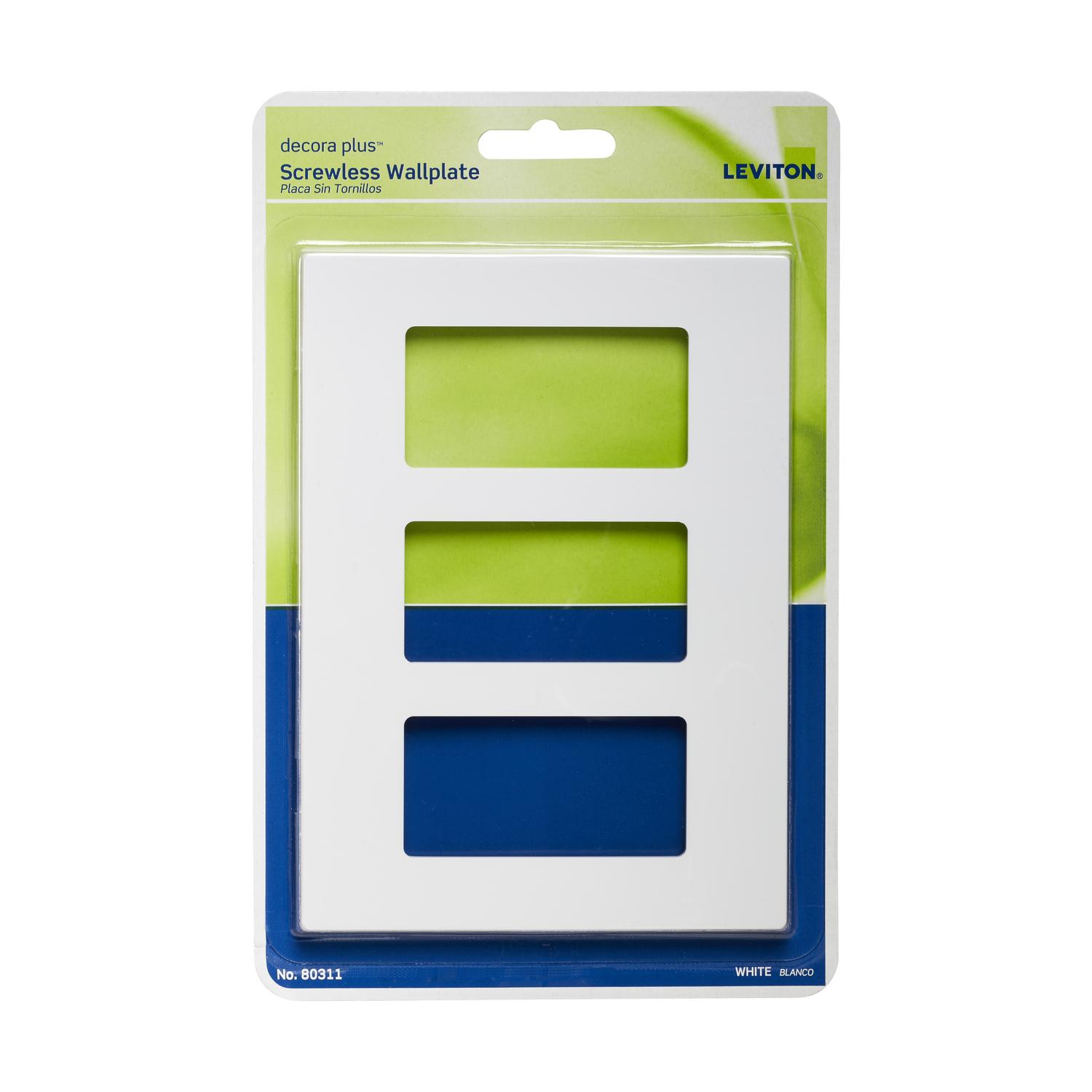 Leviton Decora Plus White 3 gang Polycarbonate Decorator Screwless Wall Plate 1 pk