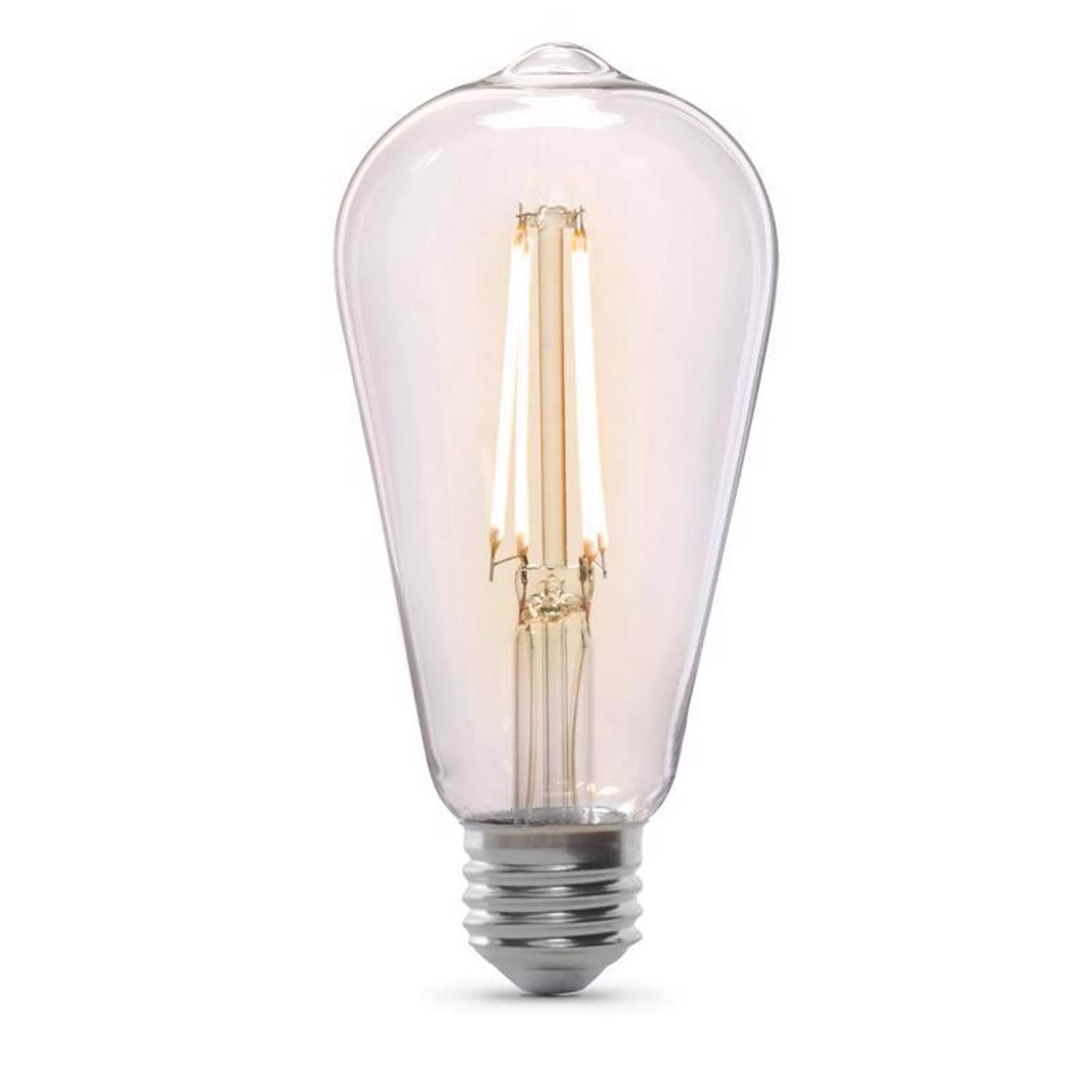 Feit ST19 E26 (Medium) LED Dusk to Dawn Bulb Soft White 60 Watt Equivalence 1 pk