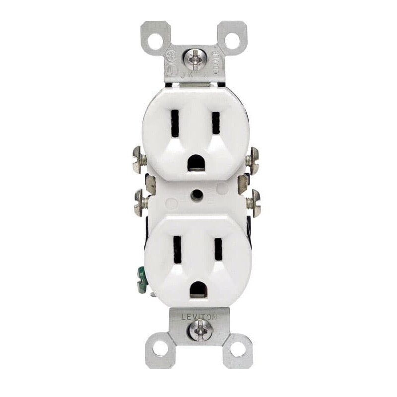 Leviton CO/ALR 15 amps 125 V Duplex White Outlet 5-15R 1 pk