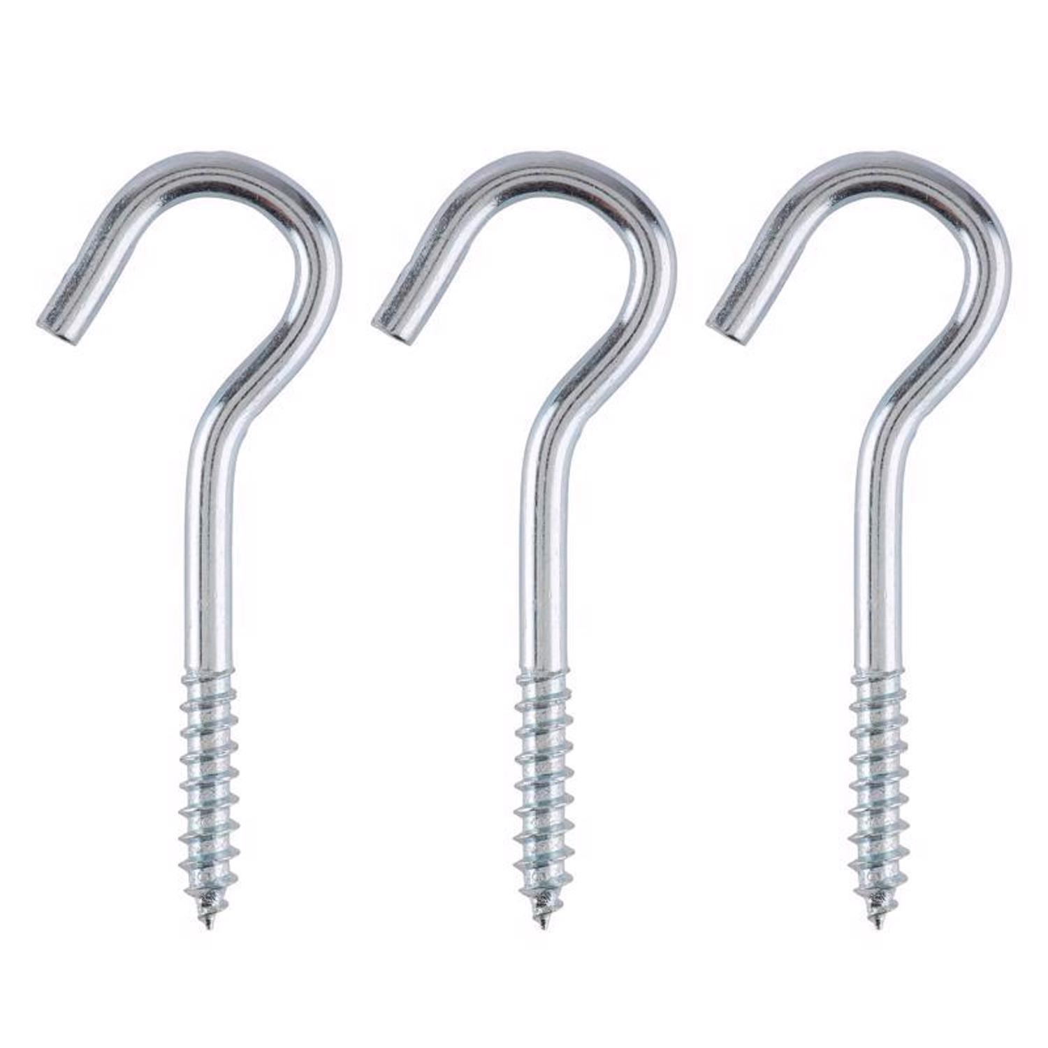 Ace Small Silver Steel 2.4375 in. L Ceiling Hook 45 lb 3 pk