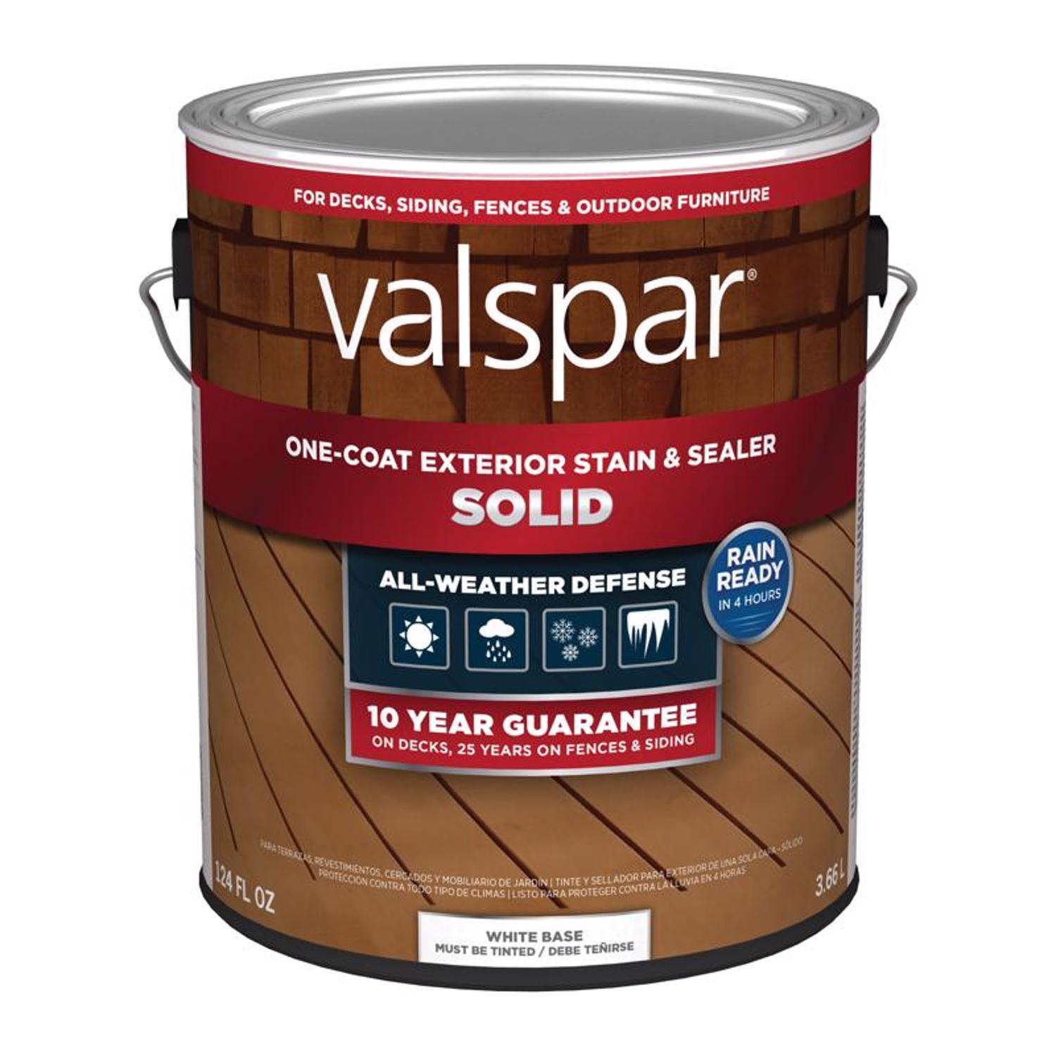 Valspar One-Coat Solid Tintable White Base Water-Based Acrylic Stain and Sealer 1 gal