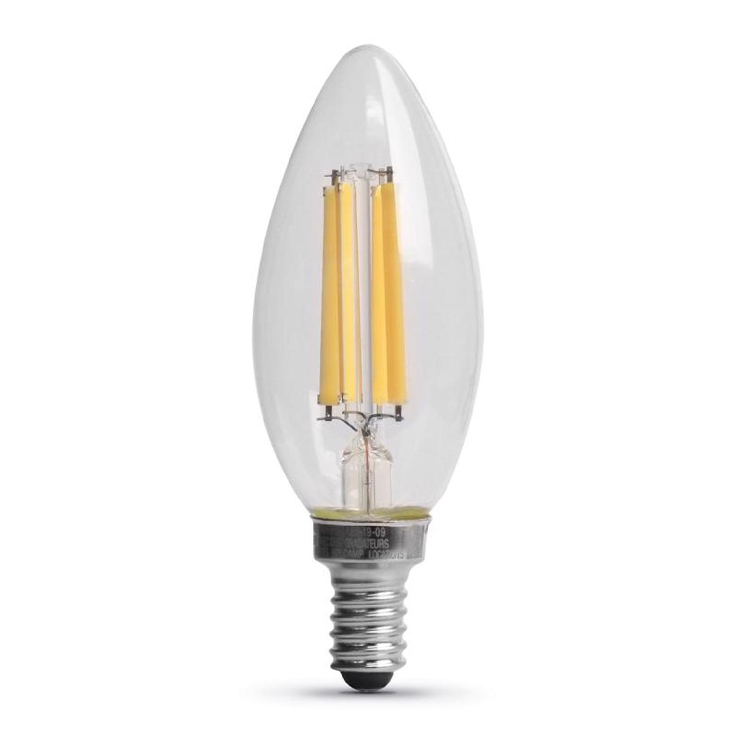 Feit Blunt Tip E12 (Candelabra) LED Bulb Soft White 75 Watt Equivalence 2 Pack