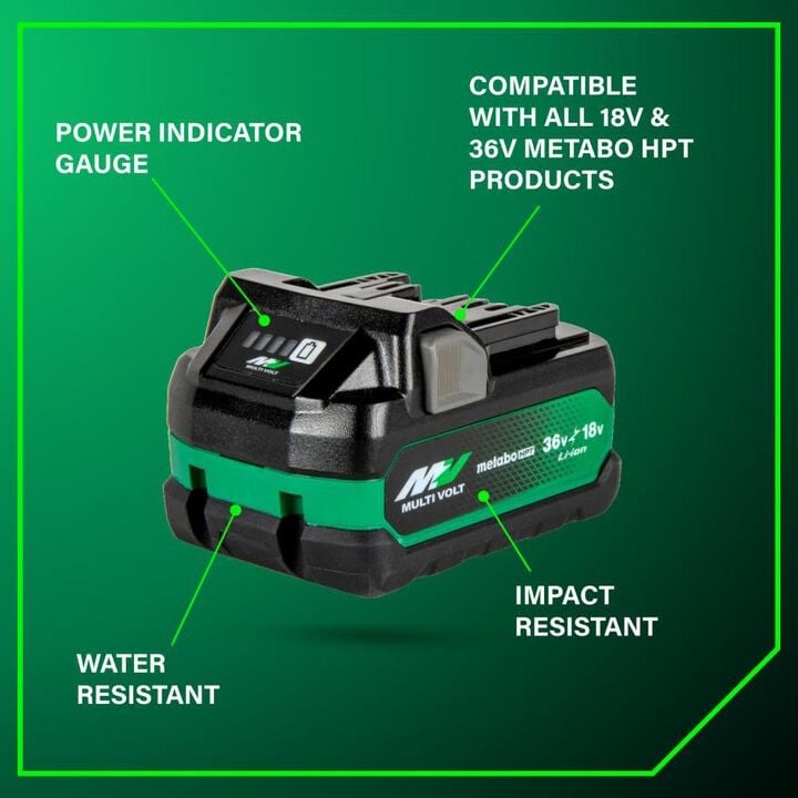 Metabo 18V/36V MultiVolt Lithium Ion Water & Impact Resistant Battery
