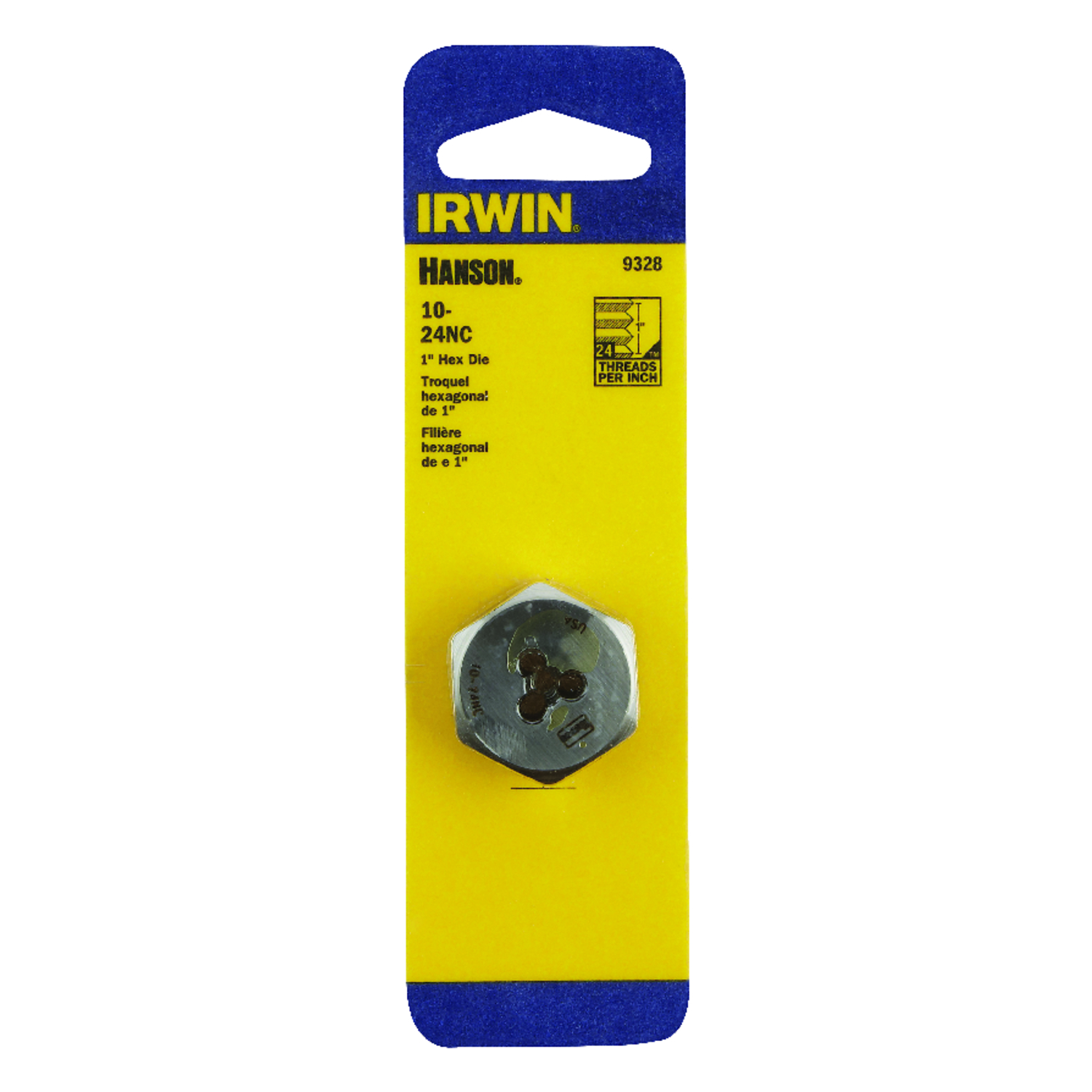 Irwin Hanson High Carbon Steel SAE Hexagon Die 10-24 1 pc