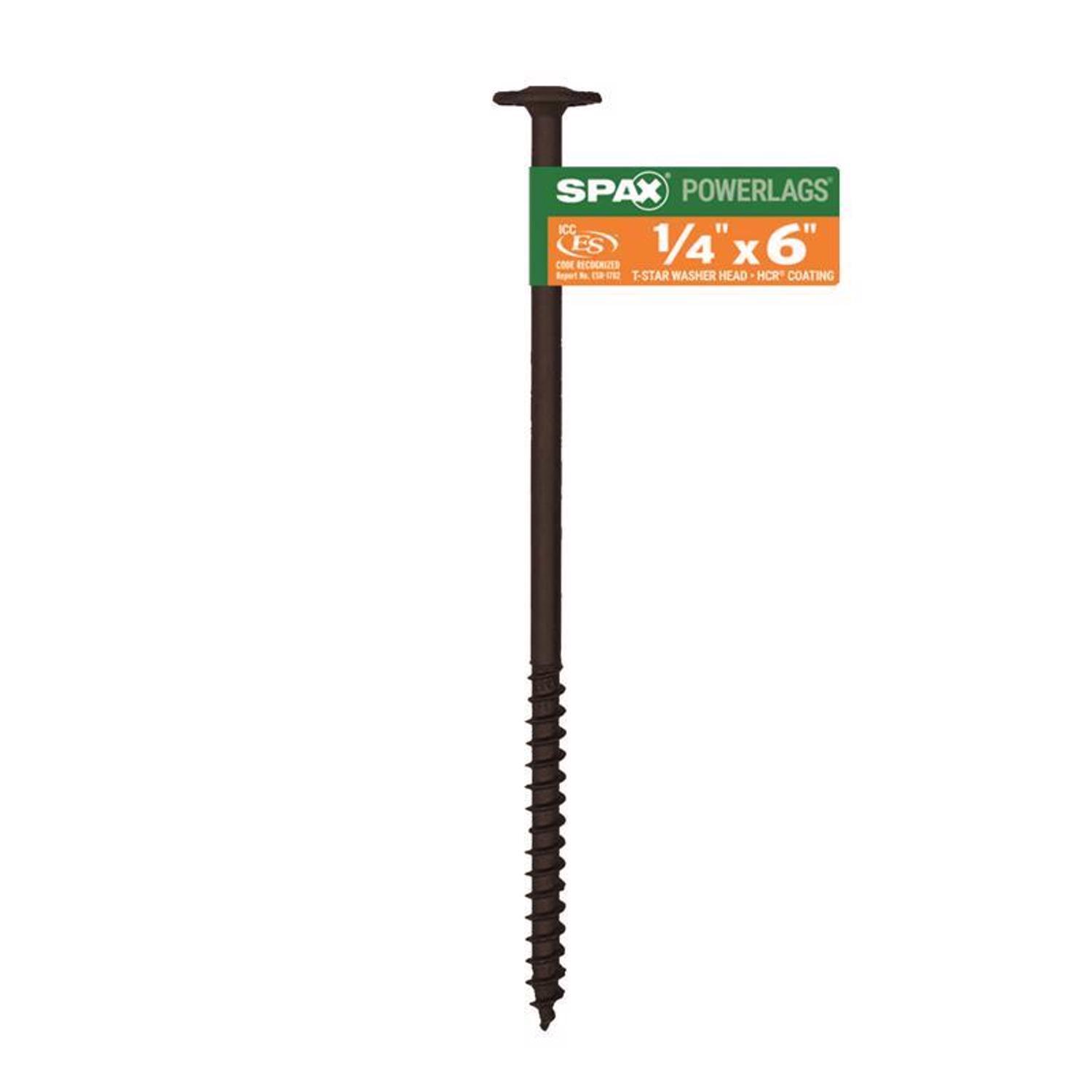 SPAX PowerLags 1/4 in. X 6 in. L Washer High Corrosion Resistant Carbon Steel Lag Screw 1 Pack