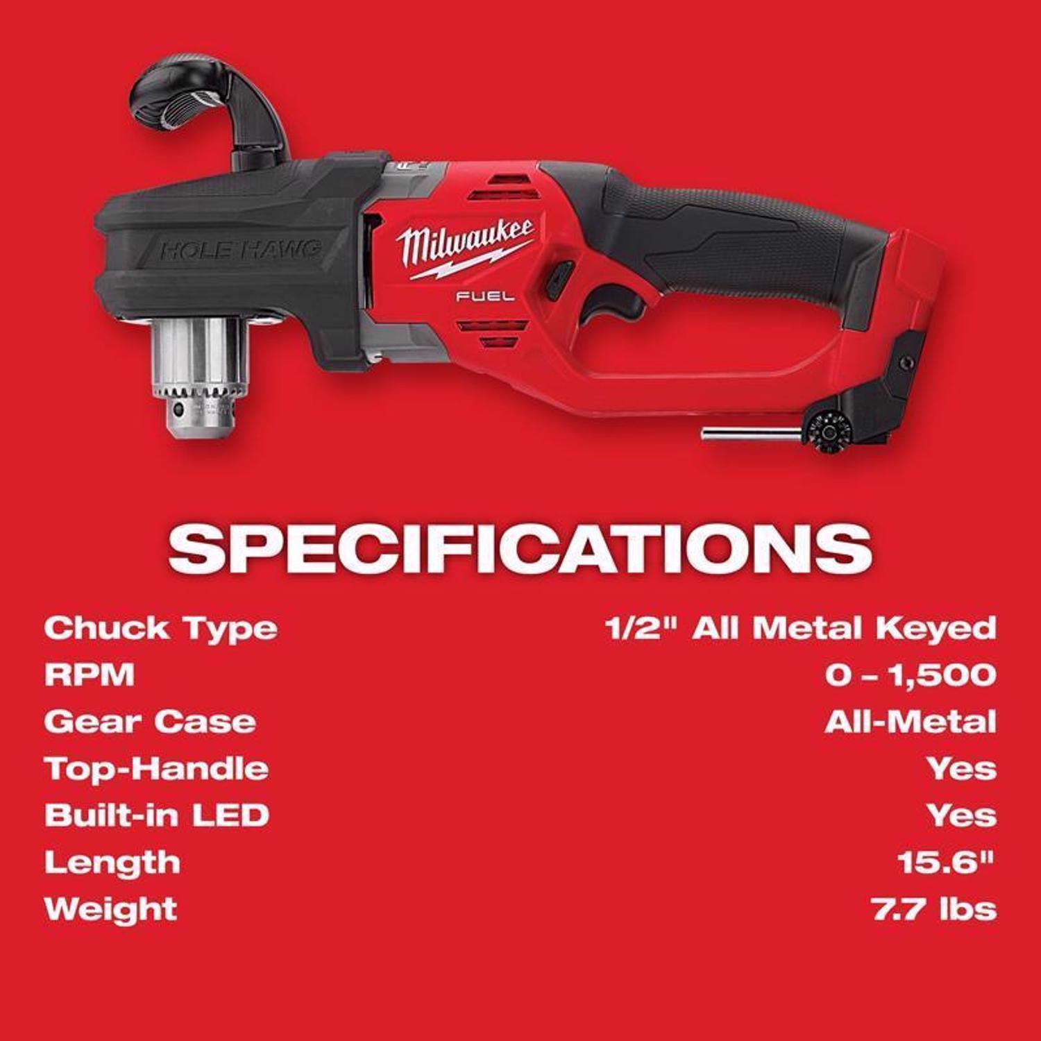 Milwaukee M18 FUEL 1/2 in. Brushless Cordless Right Angle Drill Tool Only