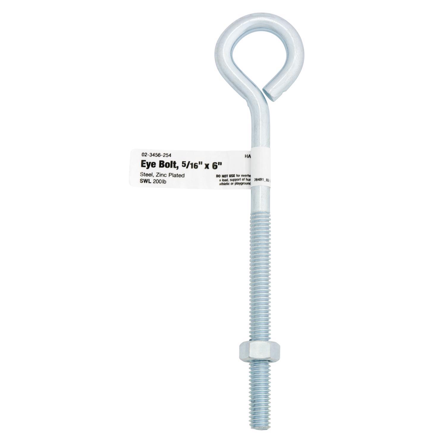 Hampton 5/16 in. X 6 in. L Zinc-Plated Steel Eyebolt Nut Included