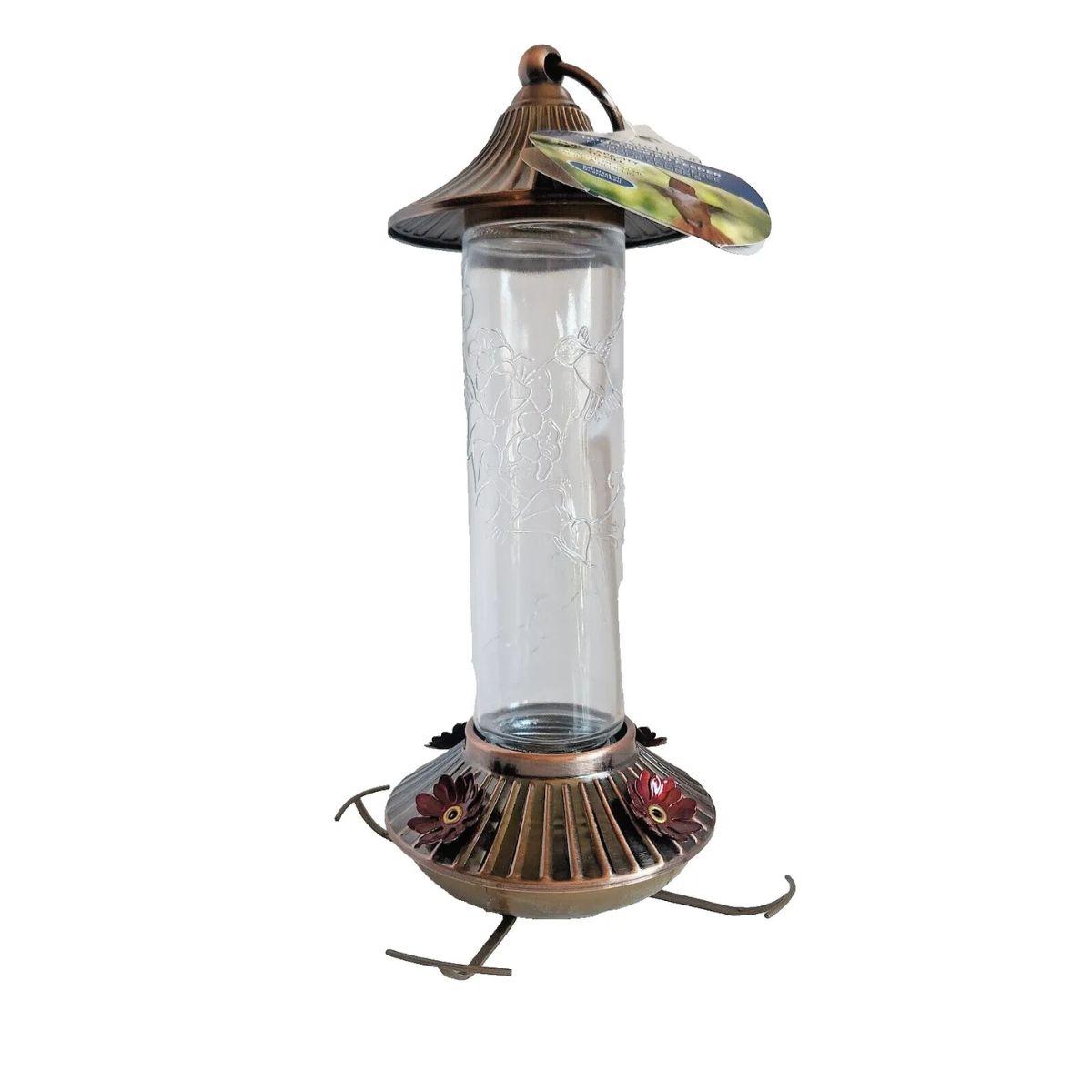 Audubon Bird Feeder Hummingbird Embossed Glass 14-oz.