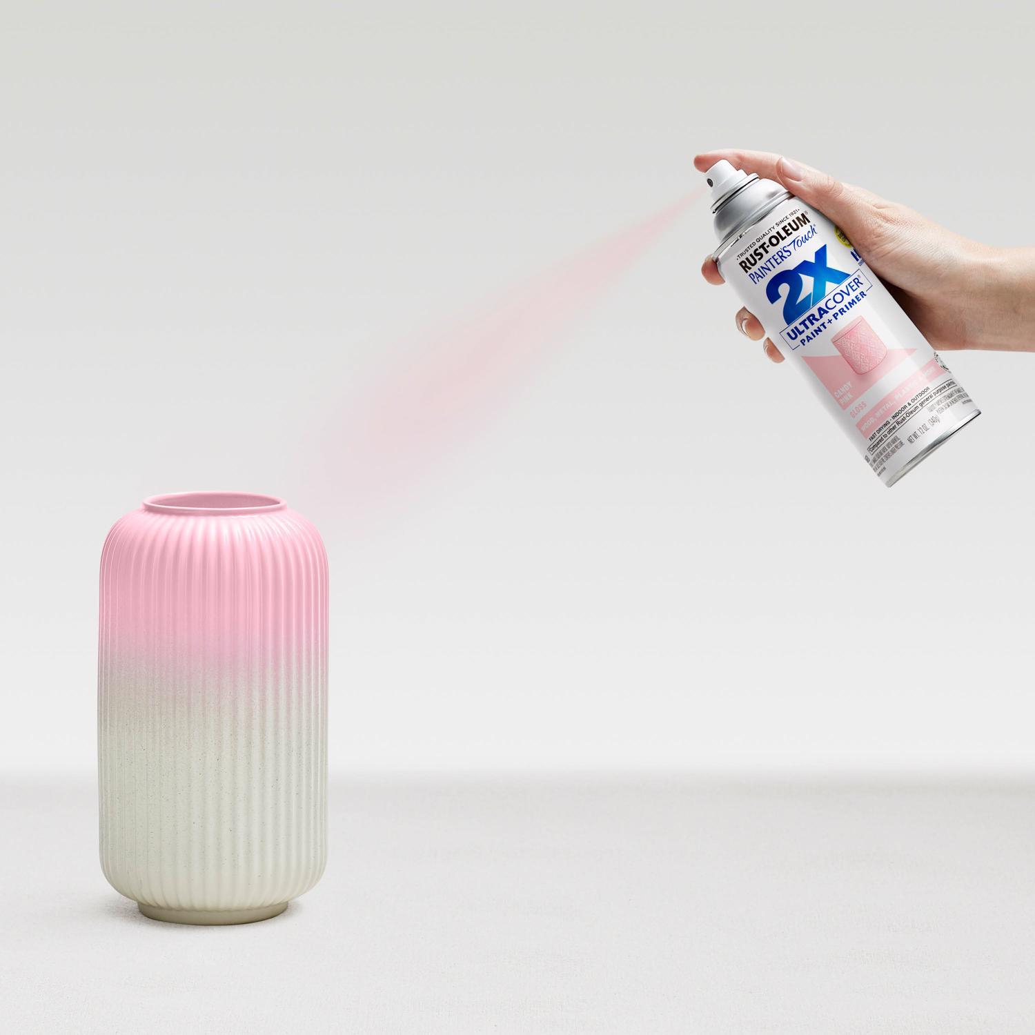 Rust-Oleum Painters Touch 2X Ultra Cover Gloss Candy Pink Paint+Primer Spray Paint 12 oz