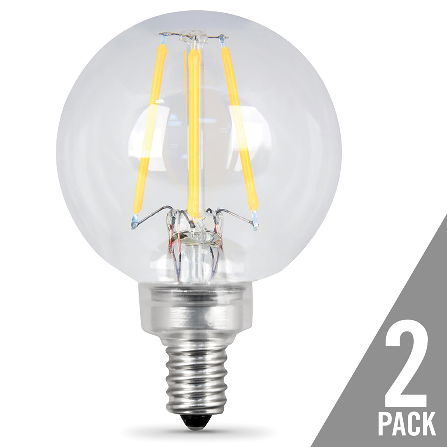 Feit Electric G16.5 E12 (Candelabra) LED Bulb Soft White 60 Watt Equivalence 2 pk