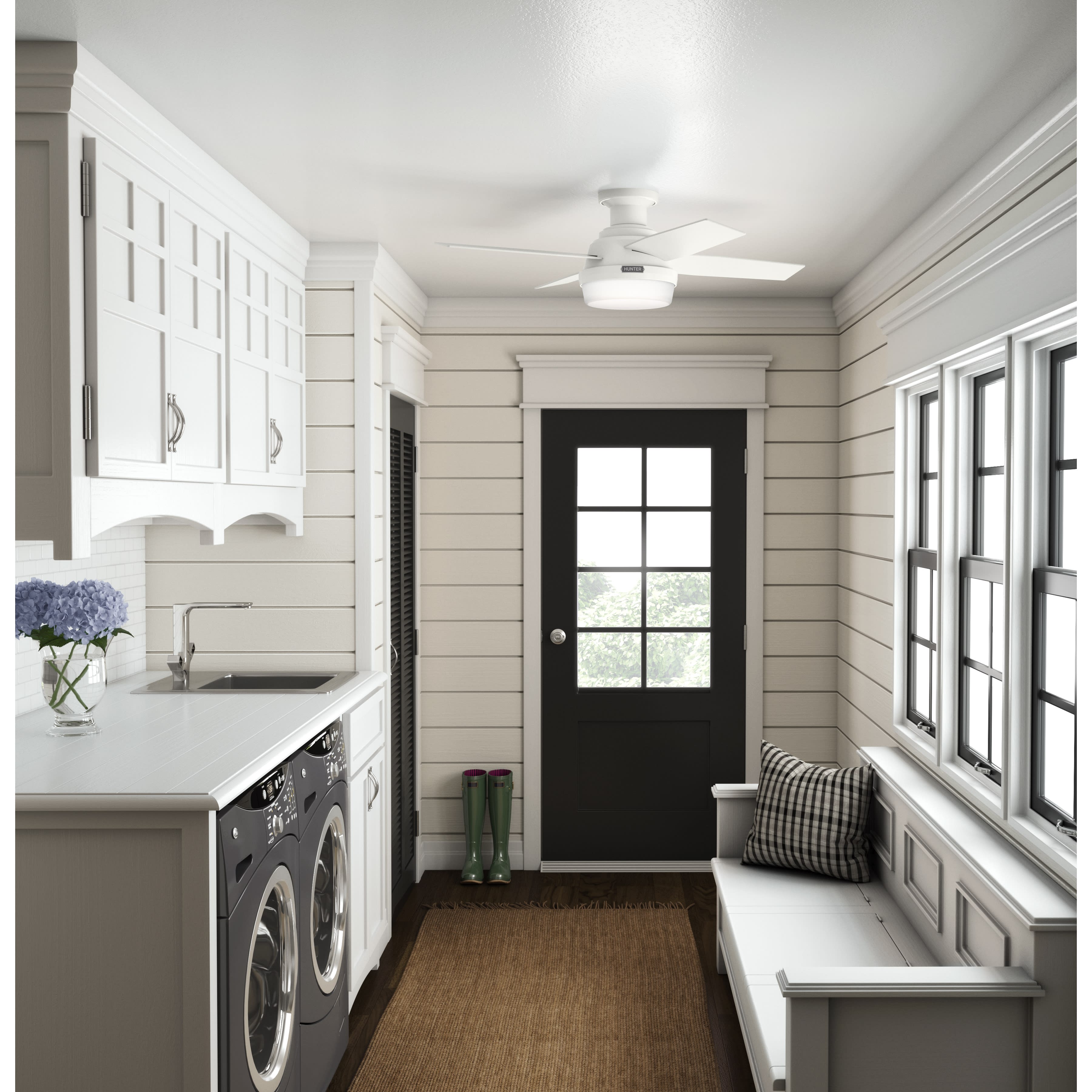 Hunter Dempsey 44 in. Snow White White LED Indoor Ceiling Fan
