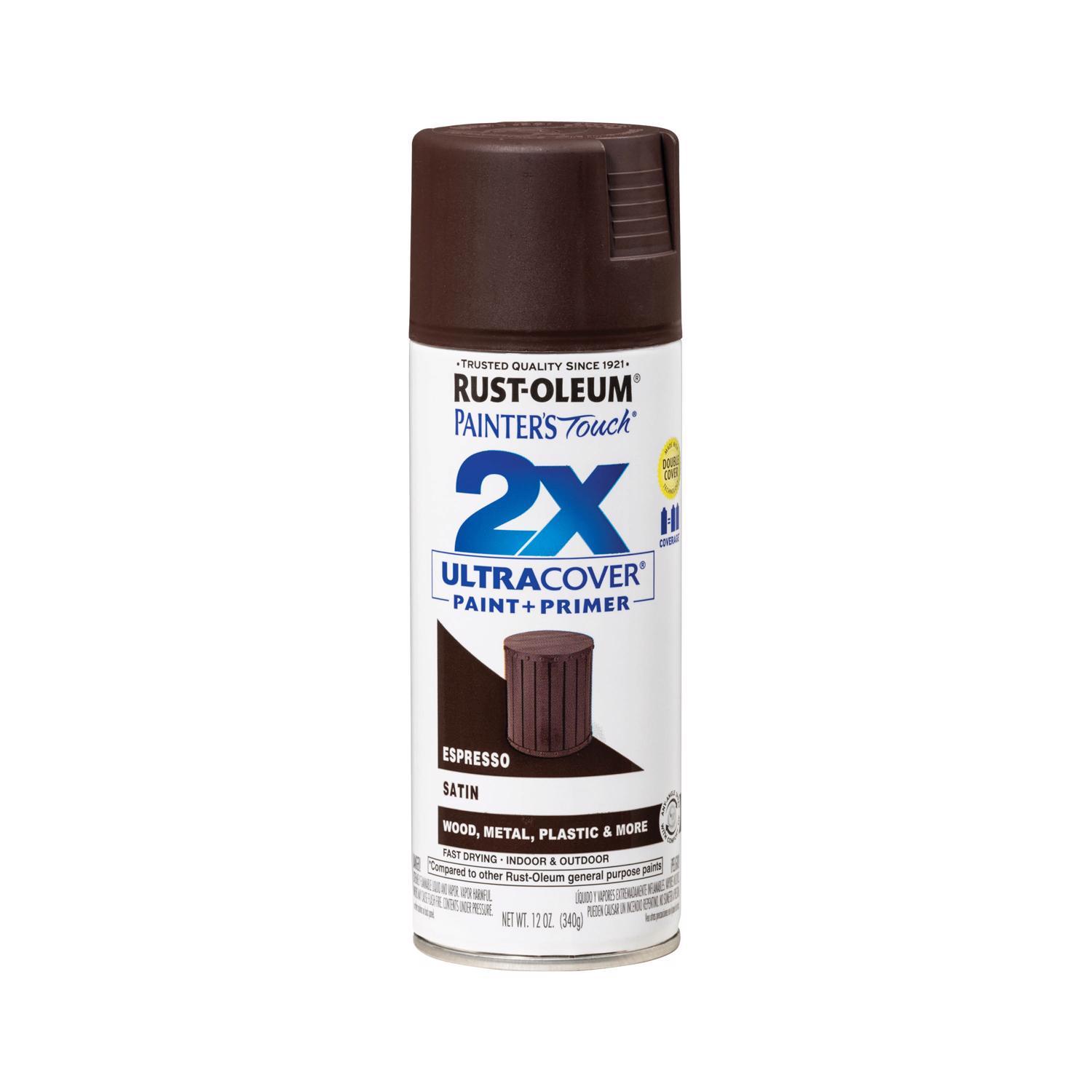Rust-Oleum Painter's Touch 2X Ultra Cover Satin Espresso Paint+Primer Spray Paint 12 oz