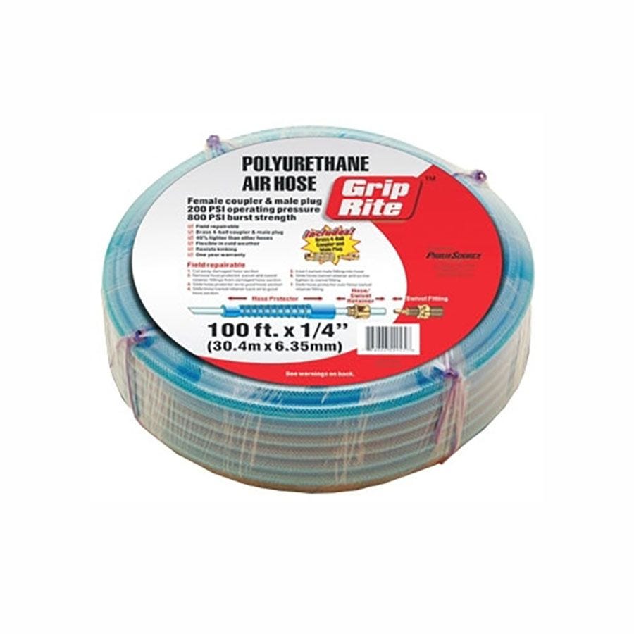 Grip-Rite 1/4" x 100' Prime Guard Polyurethane Air Hose with Fittings