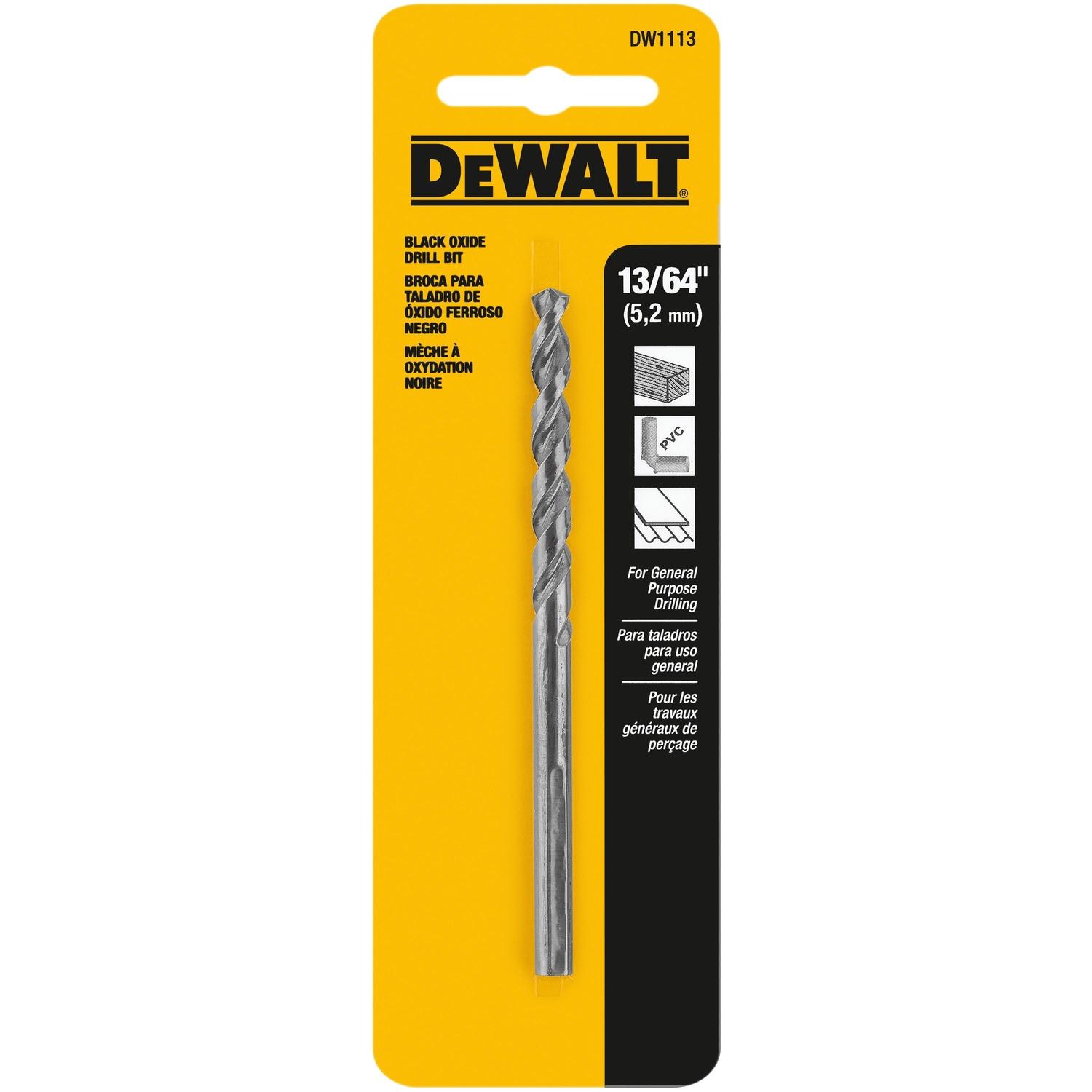 DEWALT Black & Gold 13/64 in. X 3.62 in. L Black Oxide Drill Bit Round Shank 1 pc Prop 65 Violation