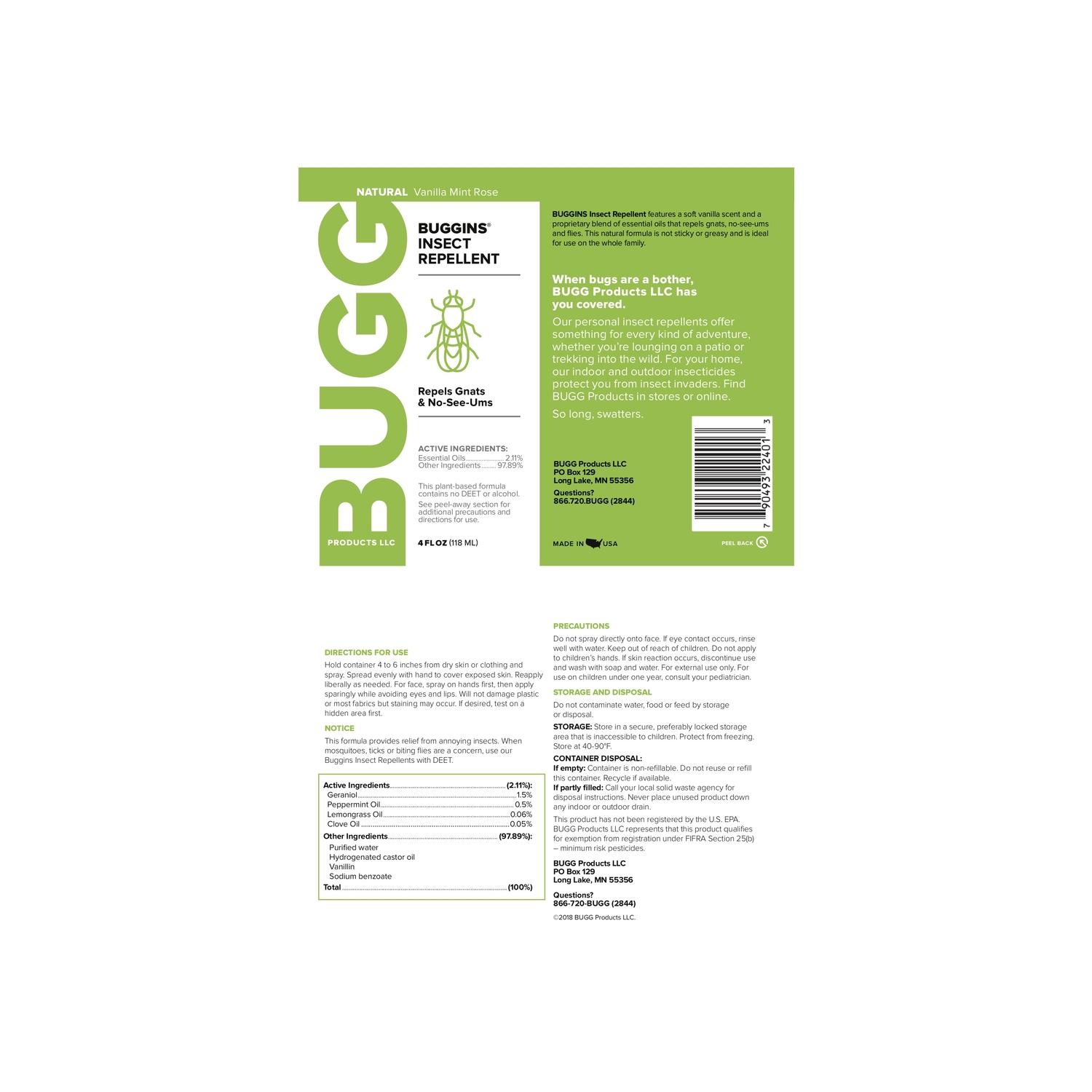 Bugg Buggins Original Insect Repellent Liquid For Gnats/No-See-Ums 4 Oz