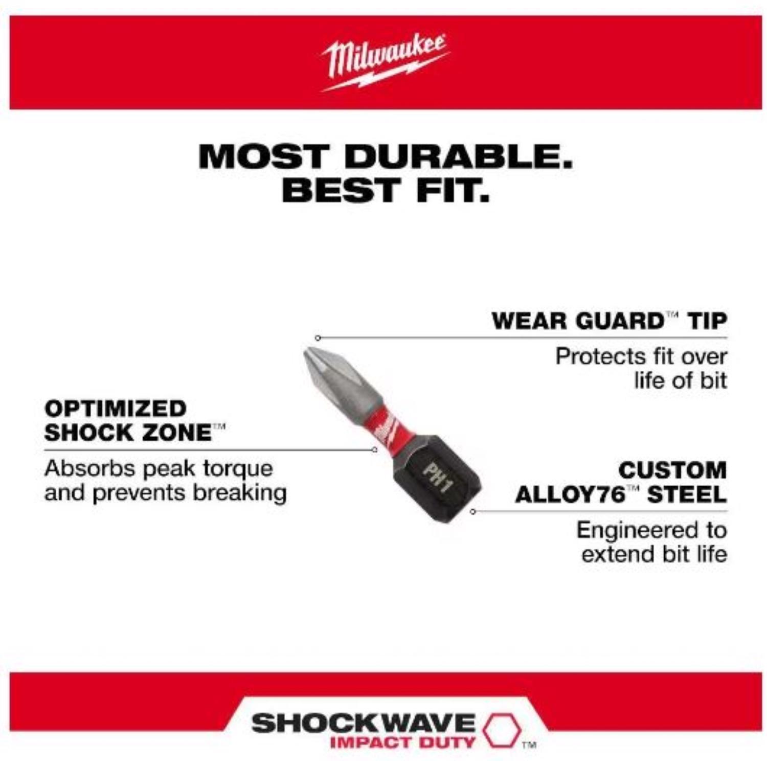 Milwaukee Shockwave Assorted 3 in. L Magnetic Drive Guide and Bit Set Alloy Steel 7 pc