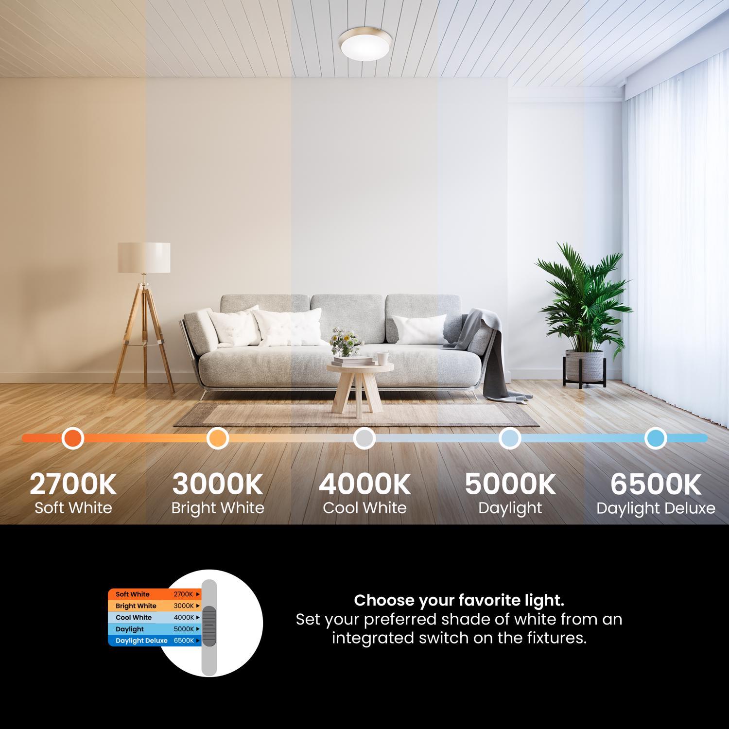 Feit 3 in. H X 9 in. W X 9 in. L Brushed Nickel White Ceiling Fixture