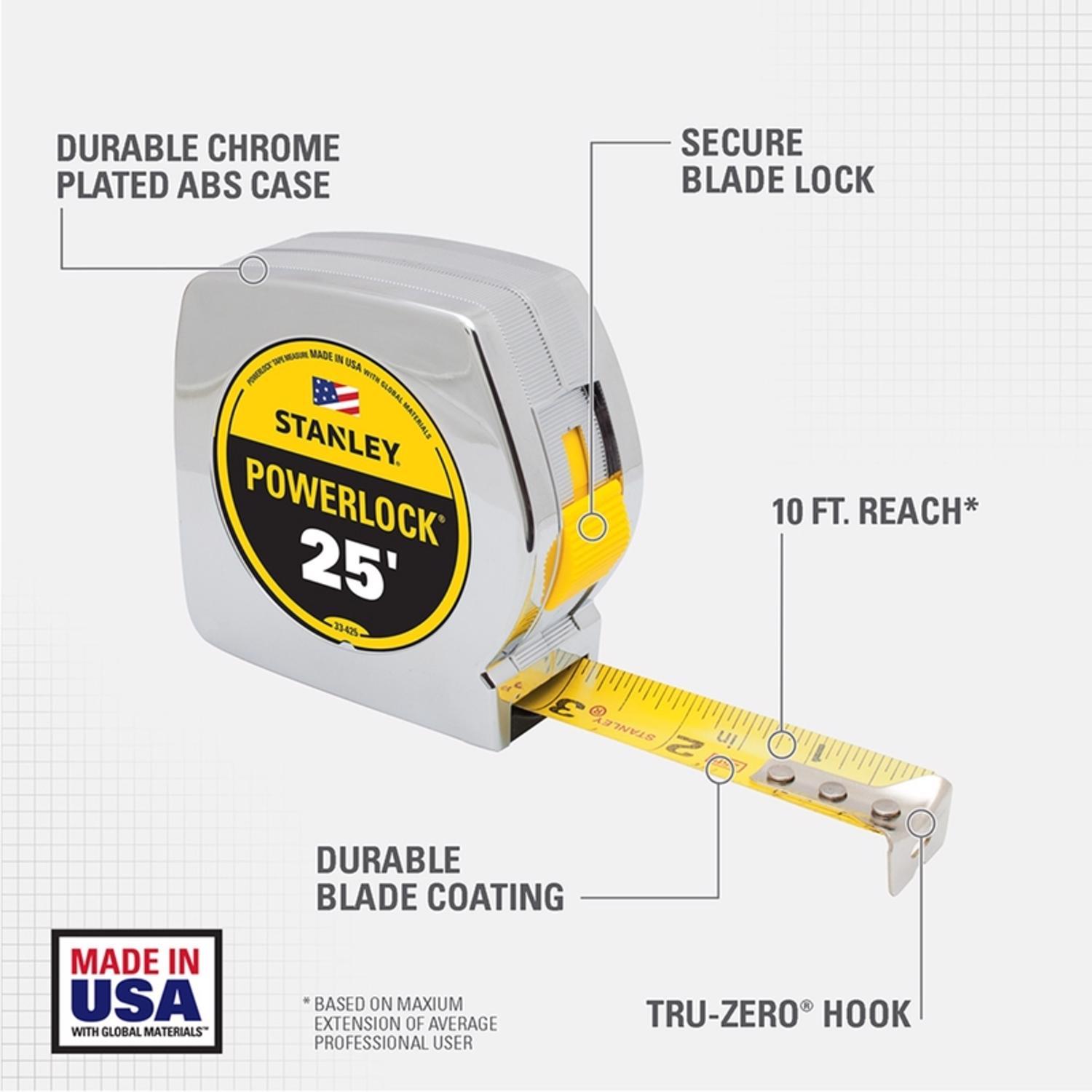 STANLEY PowerLock 25 ft. L X 1 in. W Tape Measure 1 pk