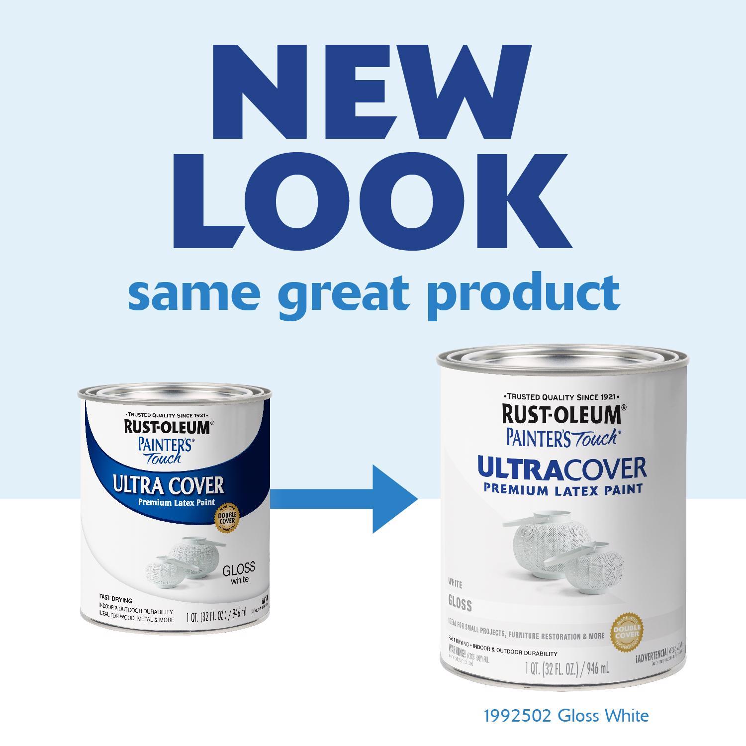 Rust-Oleum Painters Touch Ultra Cover Gloss White Water-Based Paint Exterior and Interior 1 qt