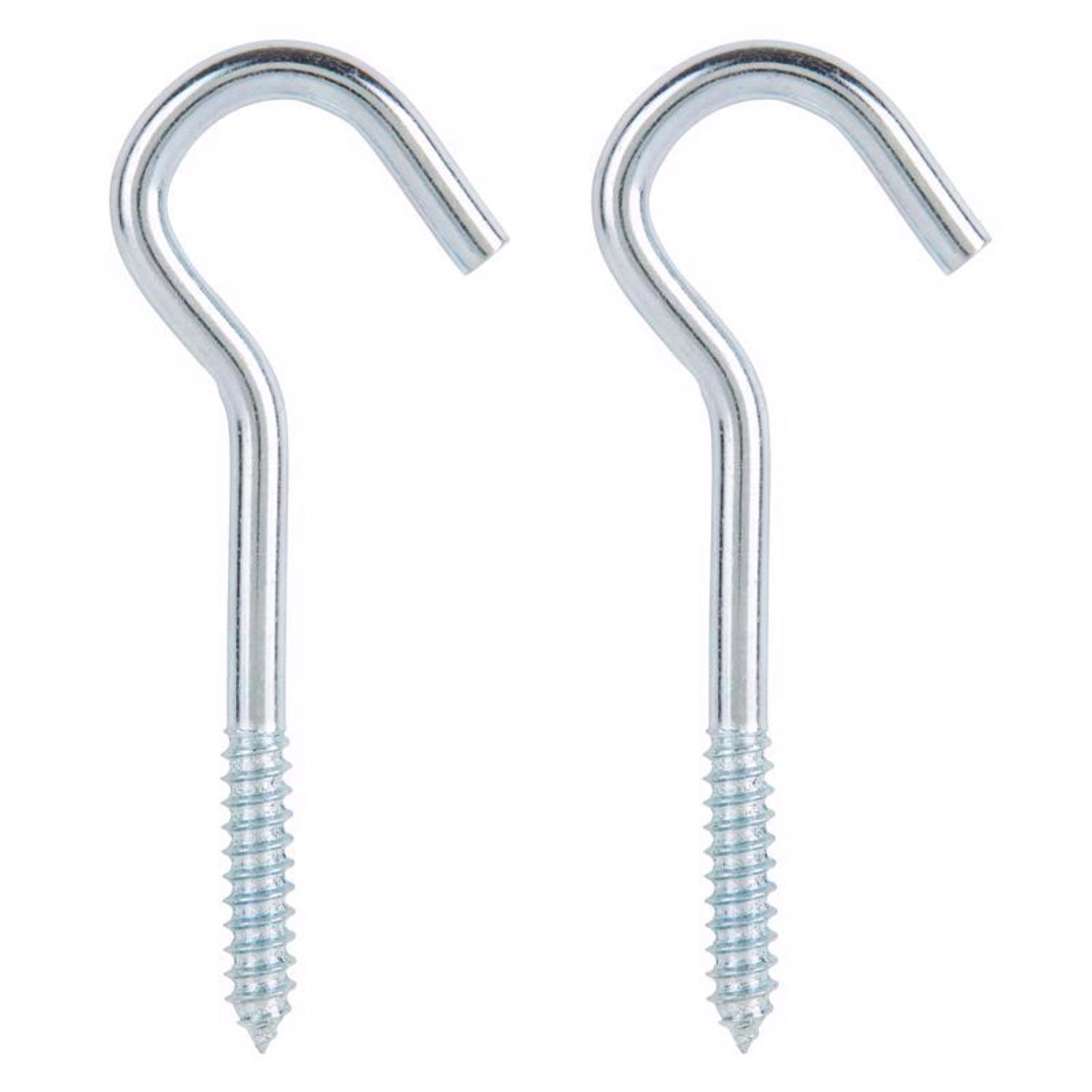 Ace Small Zinc-Plated Silver Steel 4.5625 in. L Ceiling Hook 160 lb 2 pk