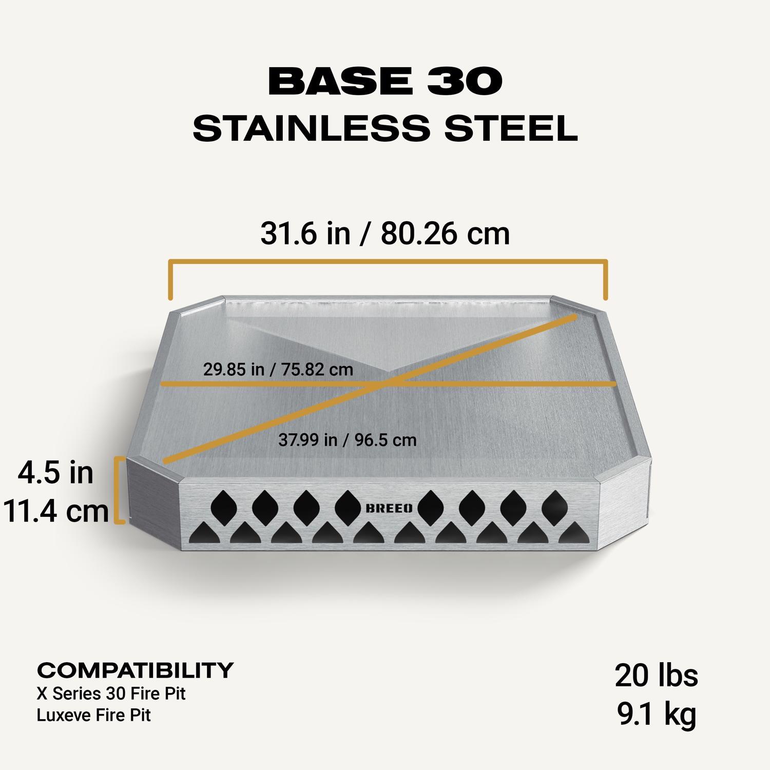 Breeo X Series 30 Stainless Steel Fire Pit Base 4.5 in. H X 31.6 in. W X 30 in. D