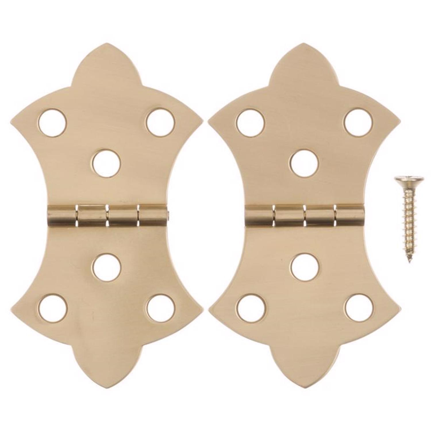 Ace 1-11/16 in. W X 3-1/16 in. L Polished Brass Brass Decorative Hinge 2 pk