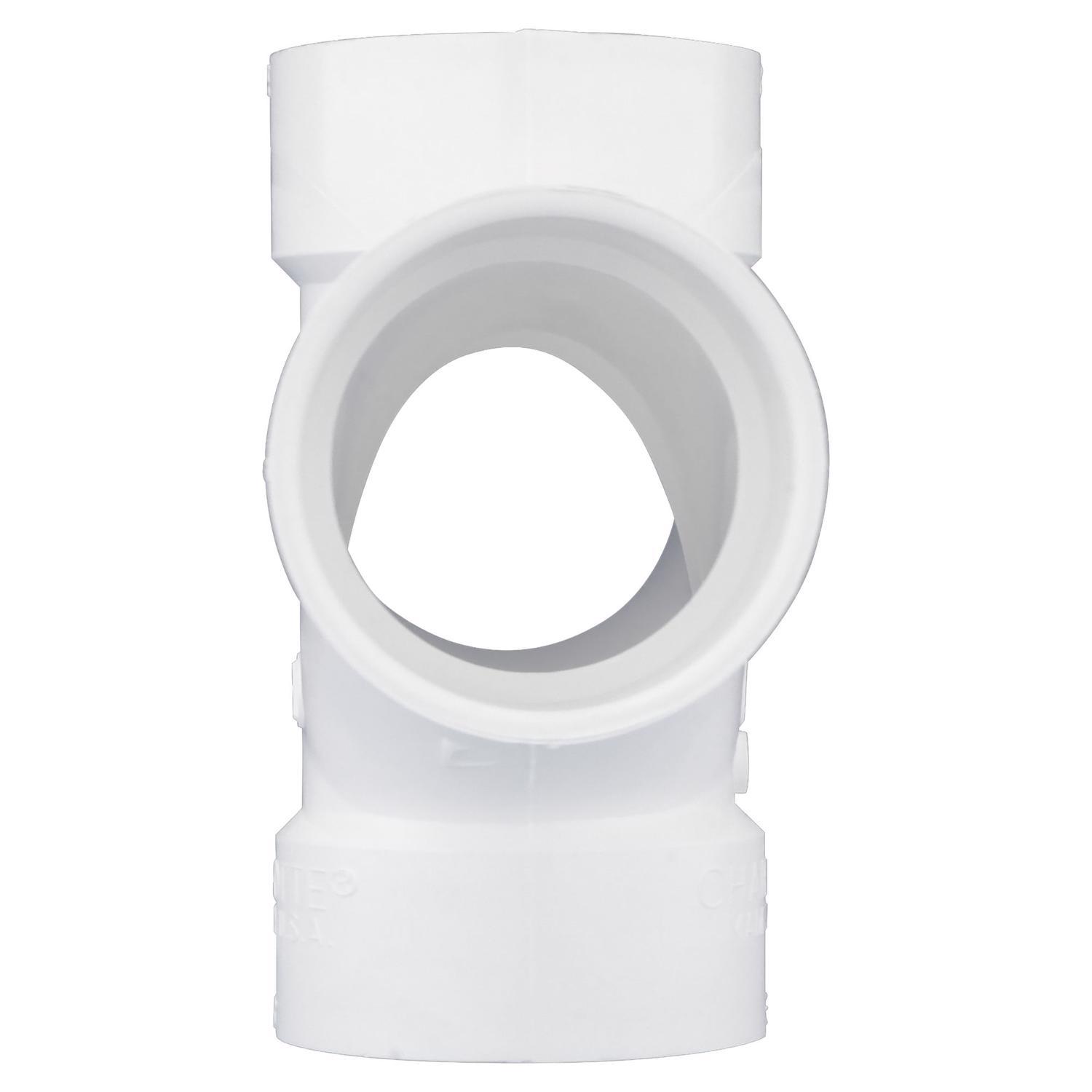 Charlotte Pipe Schedule 40 3 in. Hub X 3 in. D Hub PVC Double Sanitary Tee 1 pk