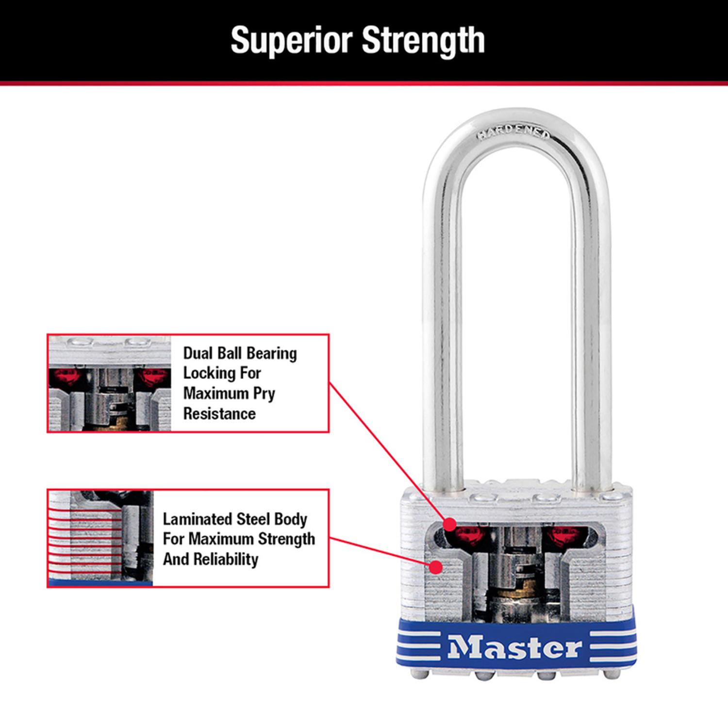 Master Lock 4-11/16 in. H X 1-3/4 in. W Laminated Steel Double Locking Exterior Padlock