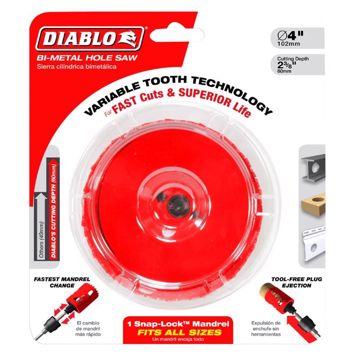 Diablo Snap-Lock Plus 3-5/8 in. Bi-Metal Hole Saw 1 pc