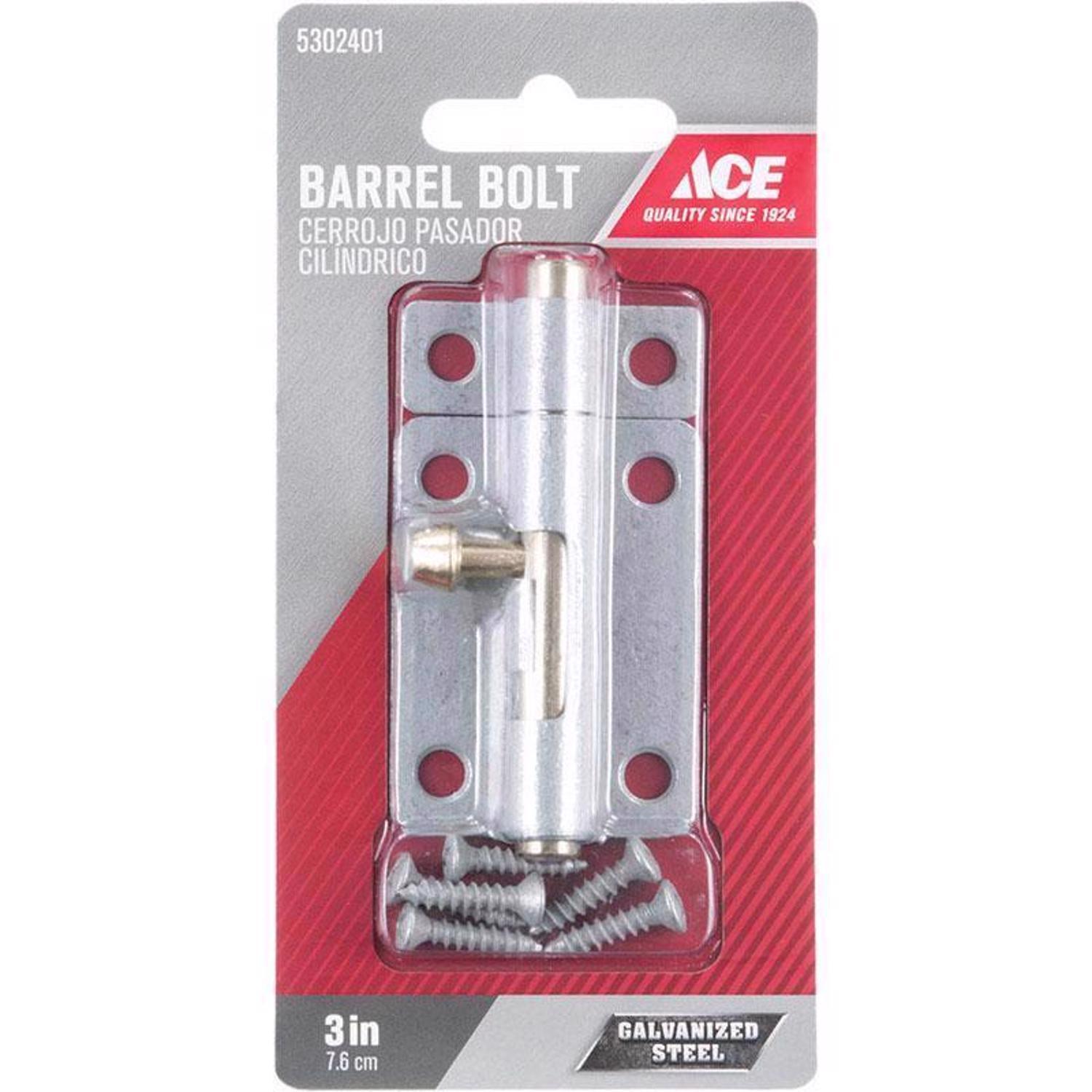 Ace 3 in. L Galvanized Steel Barrel Bolt 1 pk