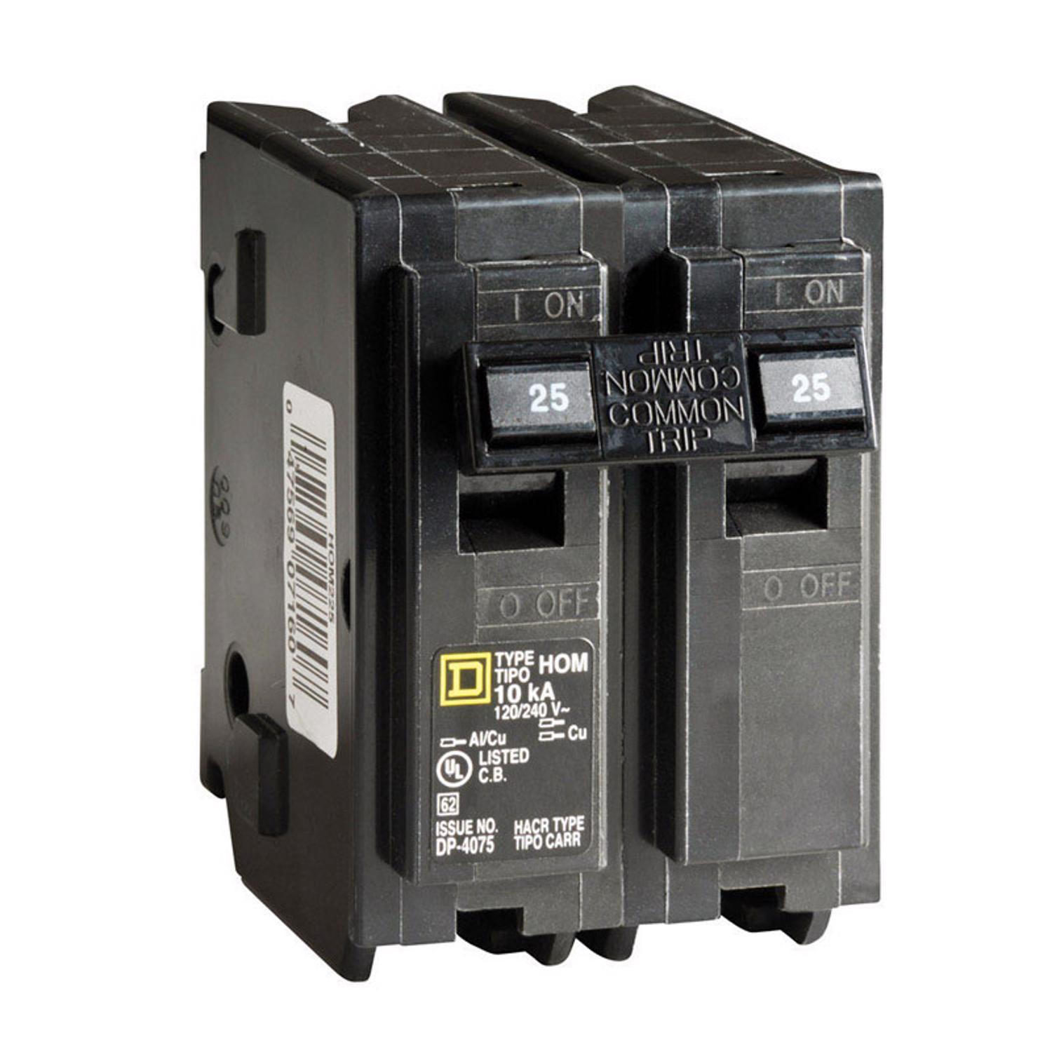 Square D HomeLine 25 amps Surge 2-Pole Circuit Breaker