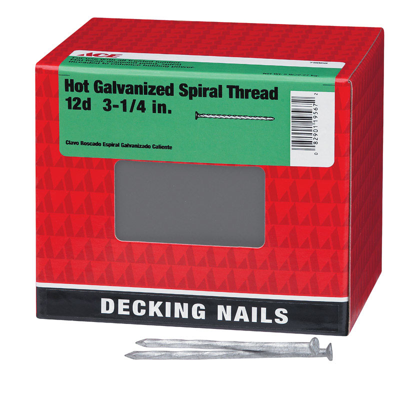 Ace Flat 3-1/4 in. L Deck Nail Spiral Hot-Dipped Galvanized Steel 5 lb.