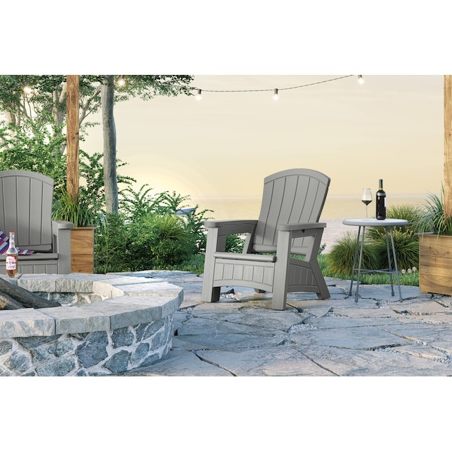 Suncast Adirondack Dove Gray Resin Frame Stationary Adirondack Chair with Solid Seat