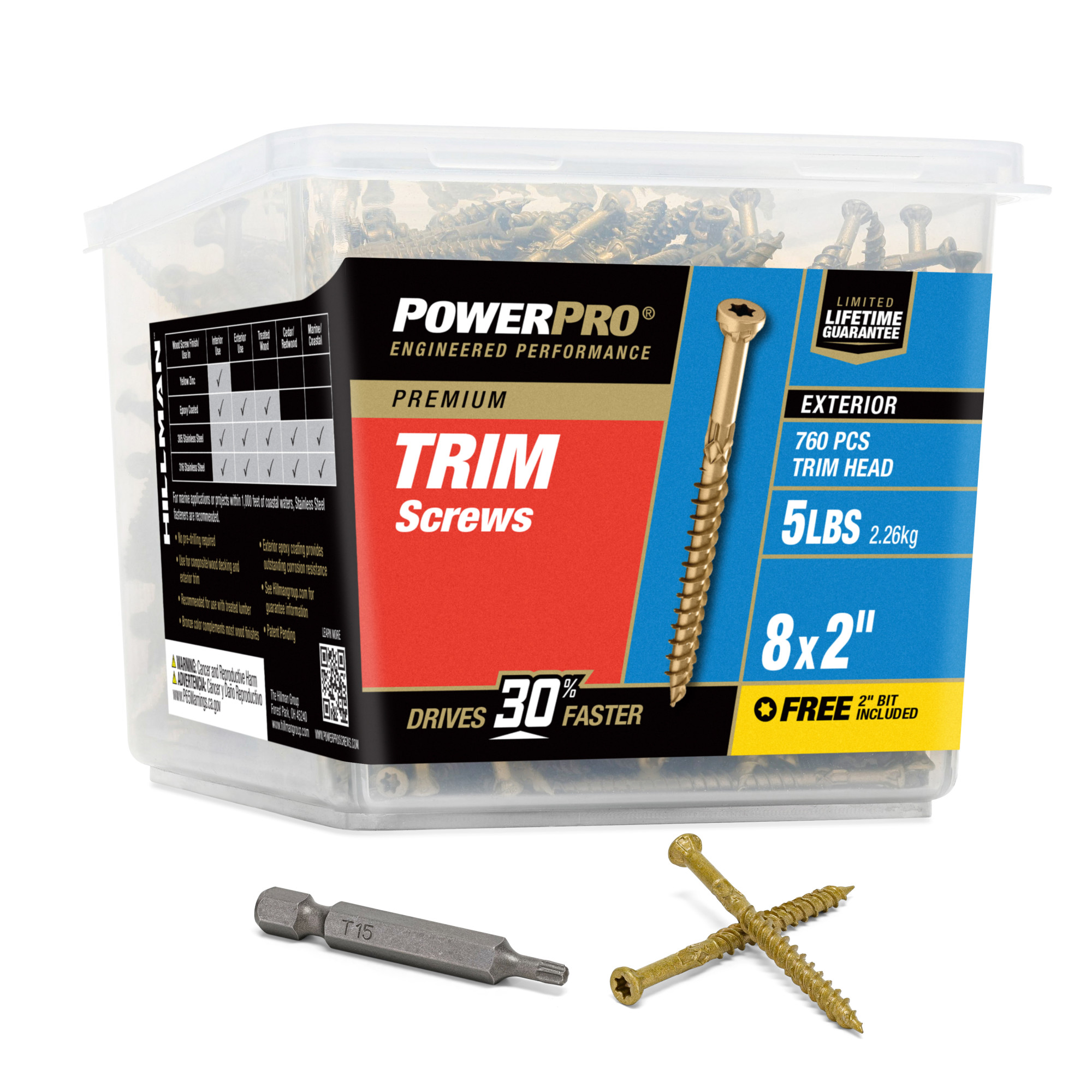 Power Pro® Premium Bronze Exterior Trim Screws (#8 x 2 in.) - 760 pc
